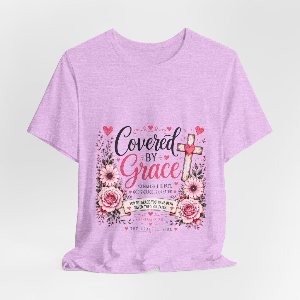Covered by Grace Floral Tee — Christian Cross Faith T‑Shirt (“Covered by Grace” Design)
