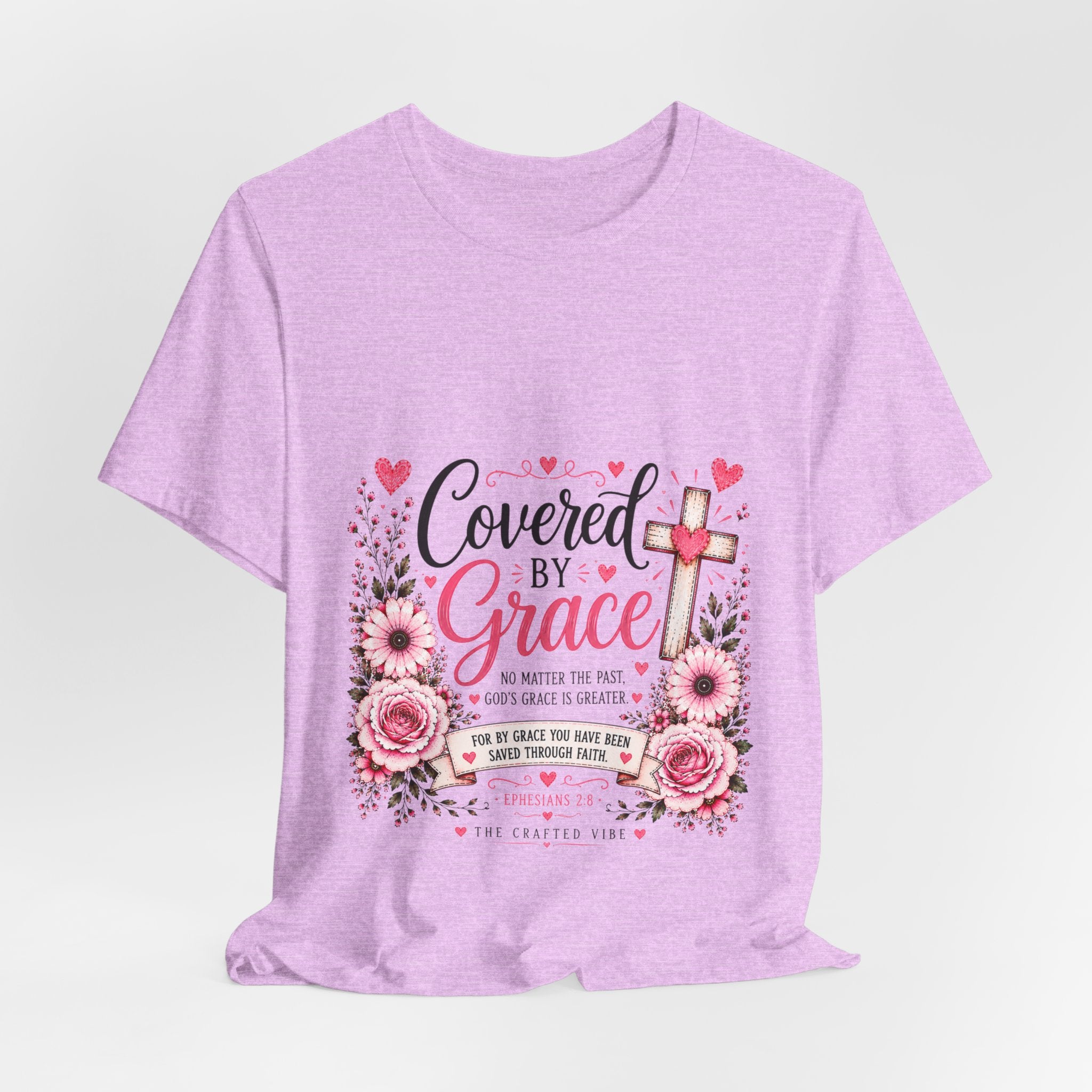 Covered by Grace Floral Tee — Christian Cross Faith T‑Shirt (“Covered by Grace” Design)