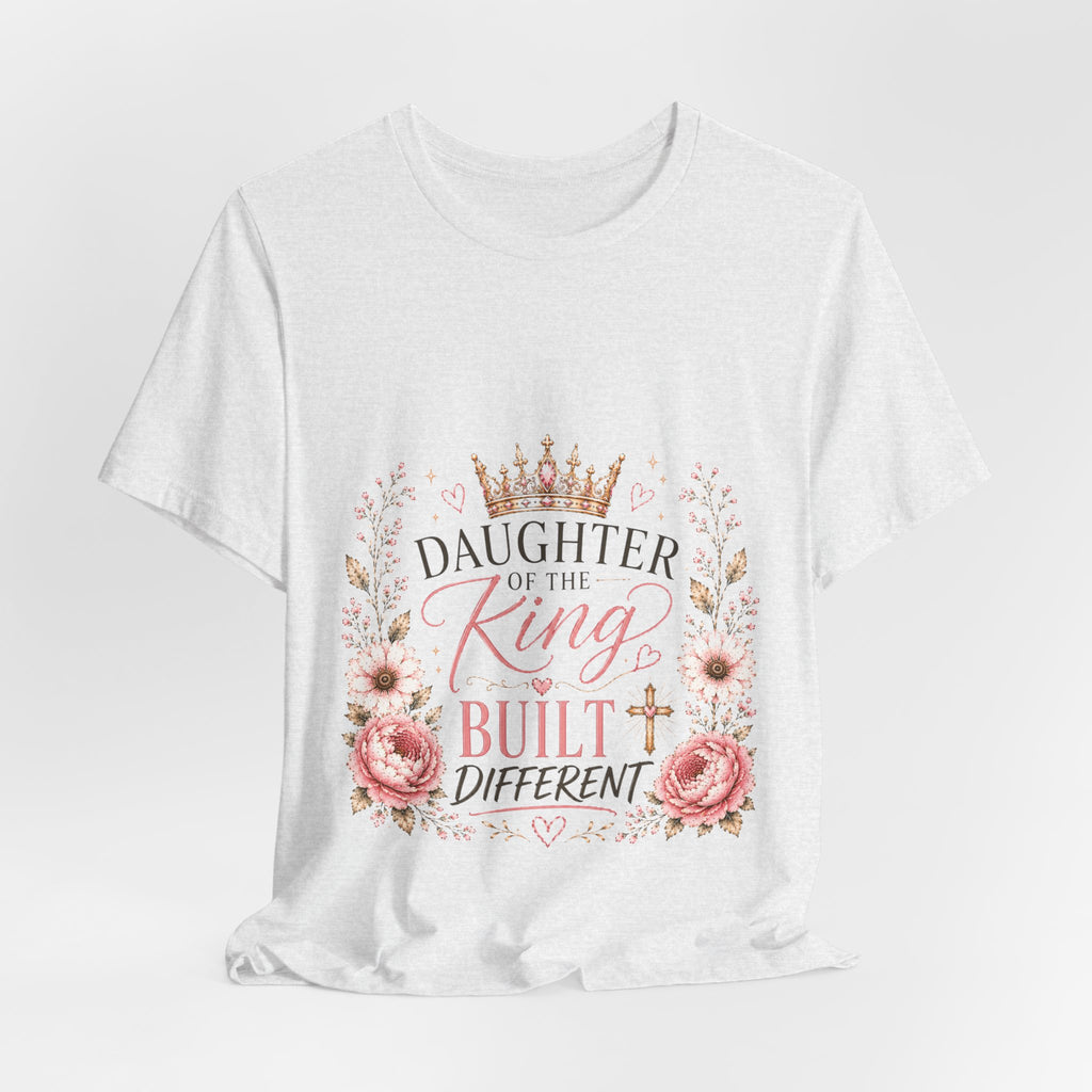 Daughter of the King Floral Tee — Christian Faith Crown T‑Shirt