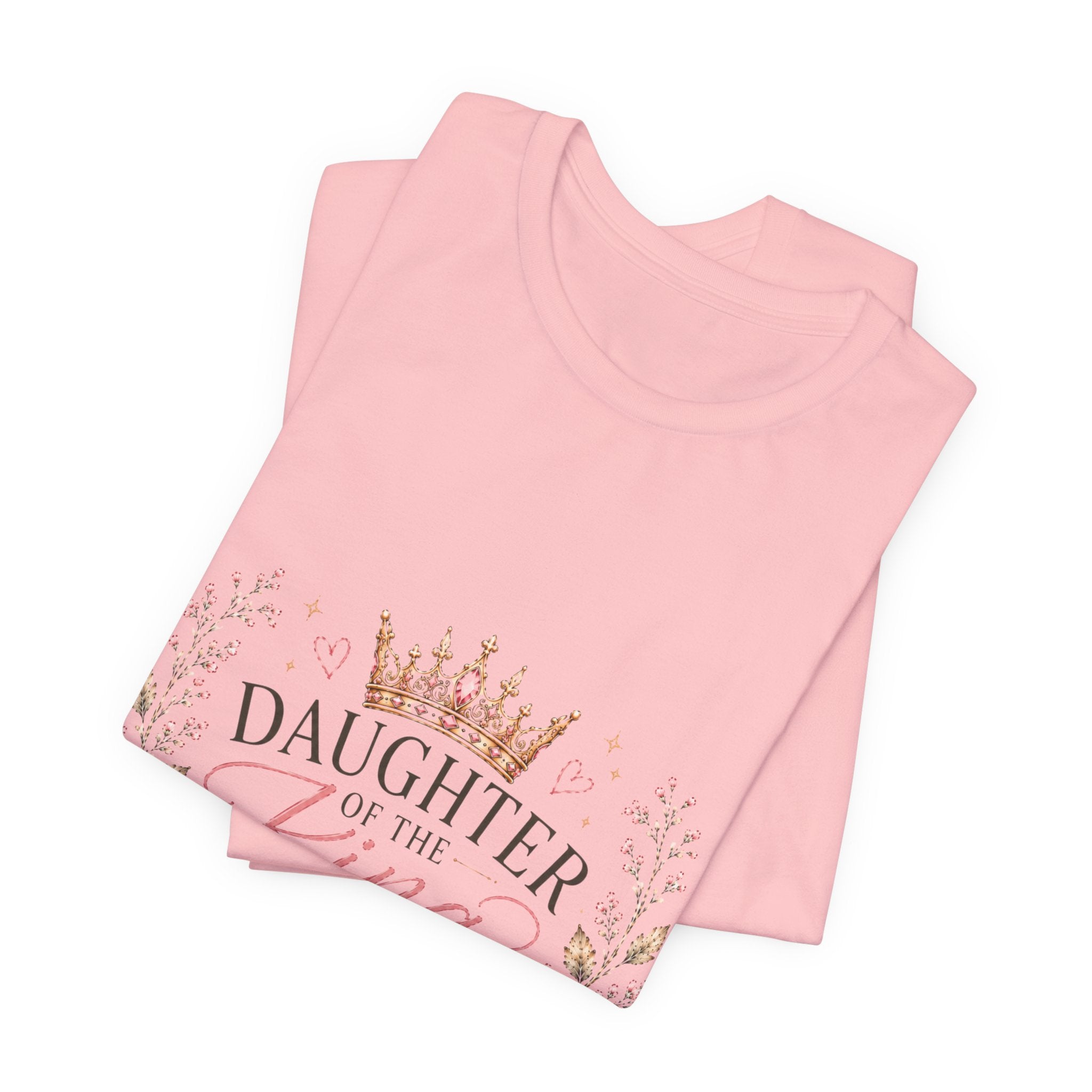 Daughter of the King Floral Tee — Christian Faith Crown T‑Shirt