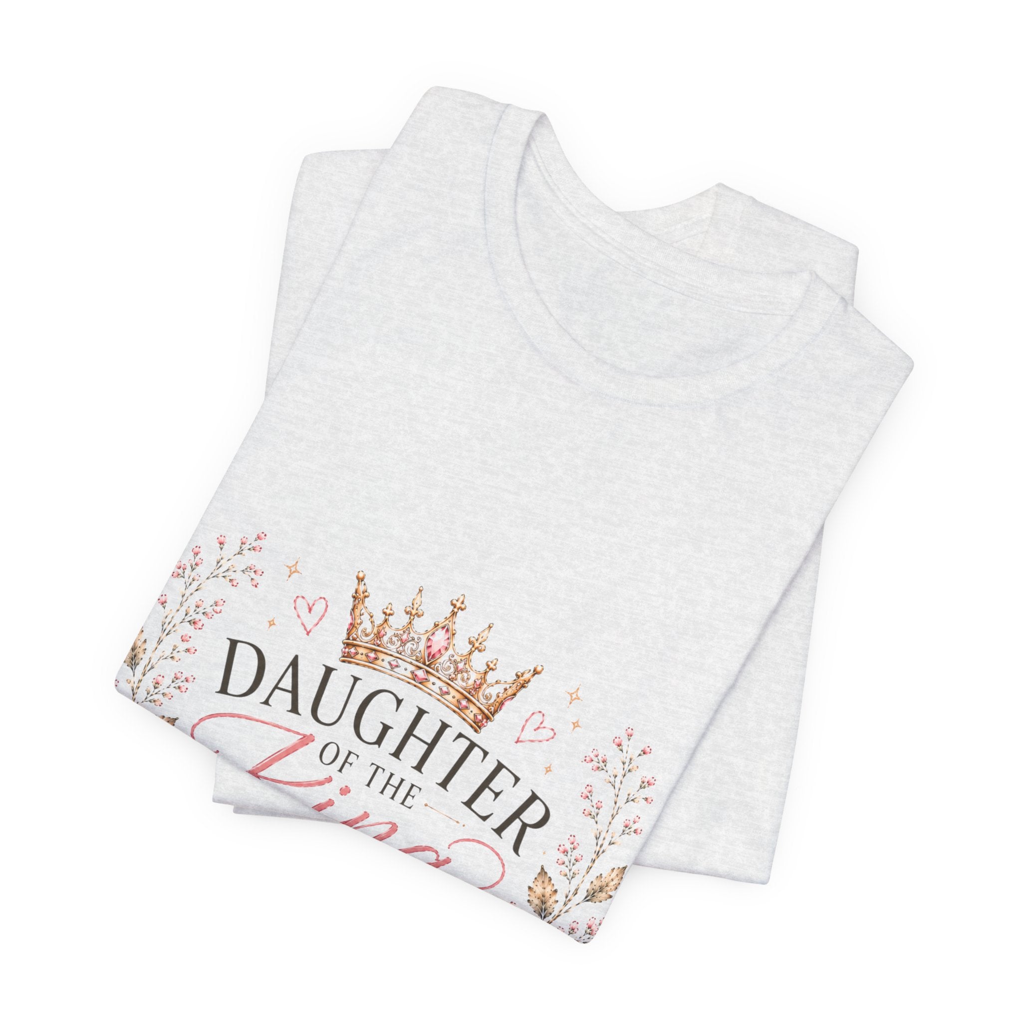 Daughter of the King Floral Tee — Christian Faith Crown T‑Shirt