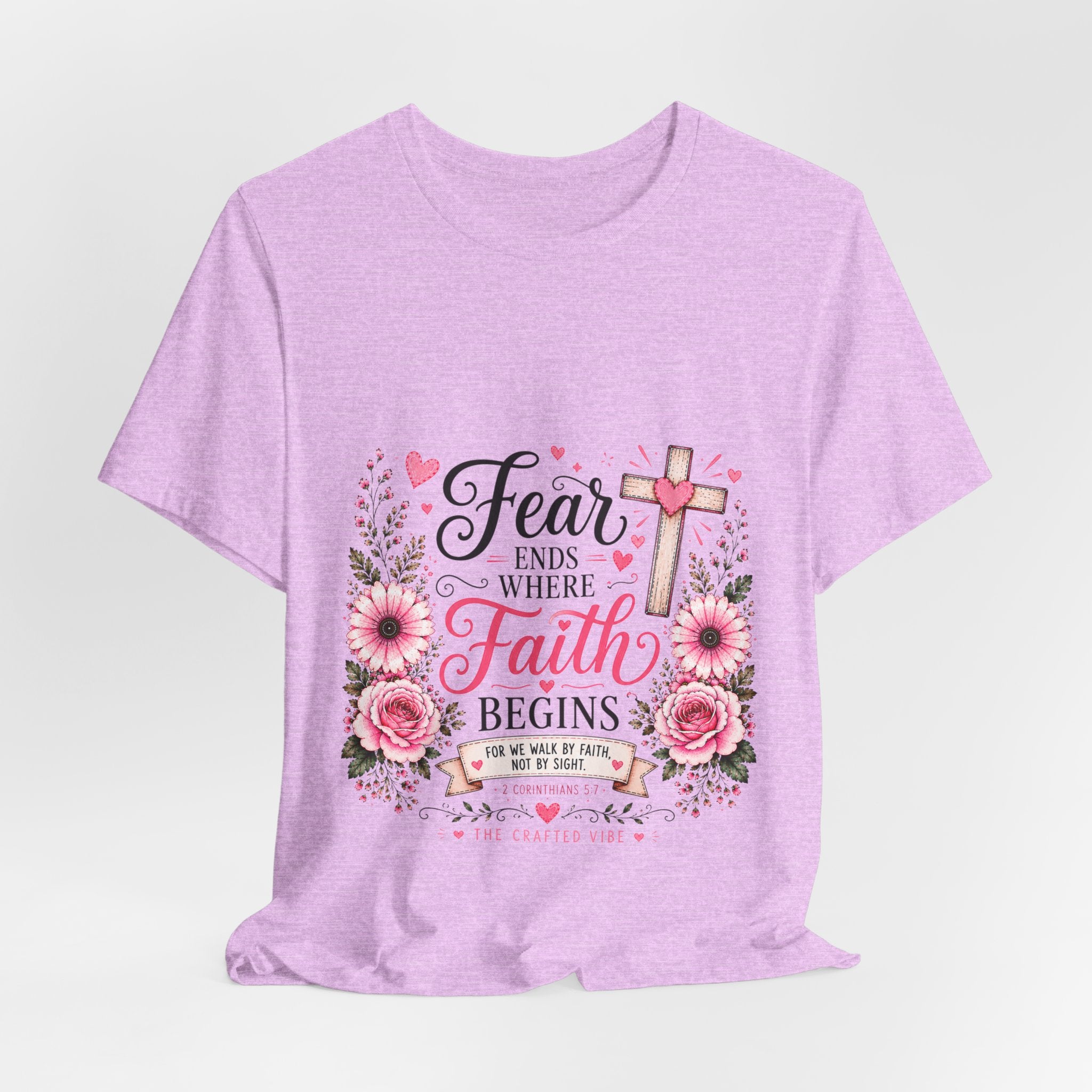Fear Ends Where Faith Begins — Floral Cross Shirt