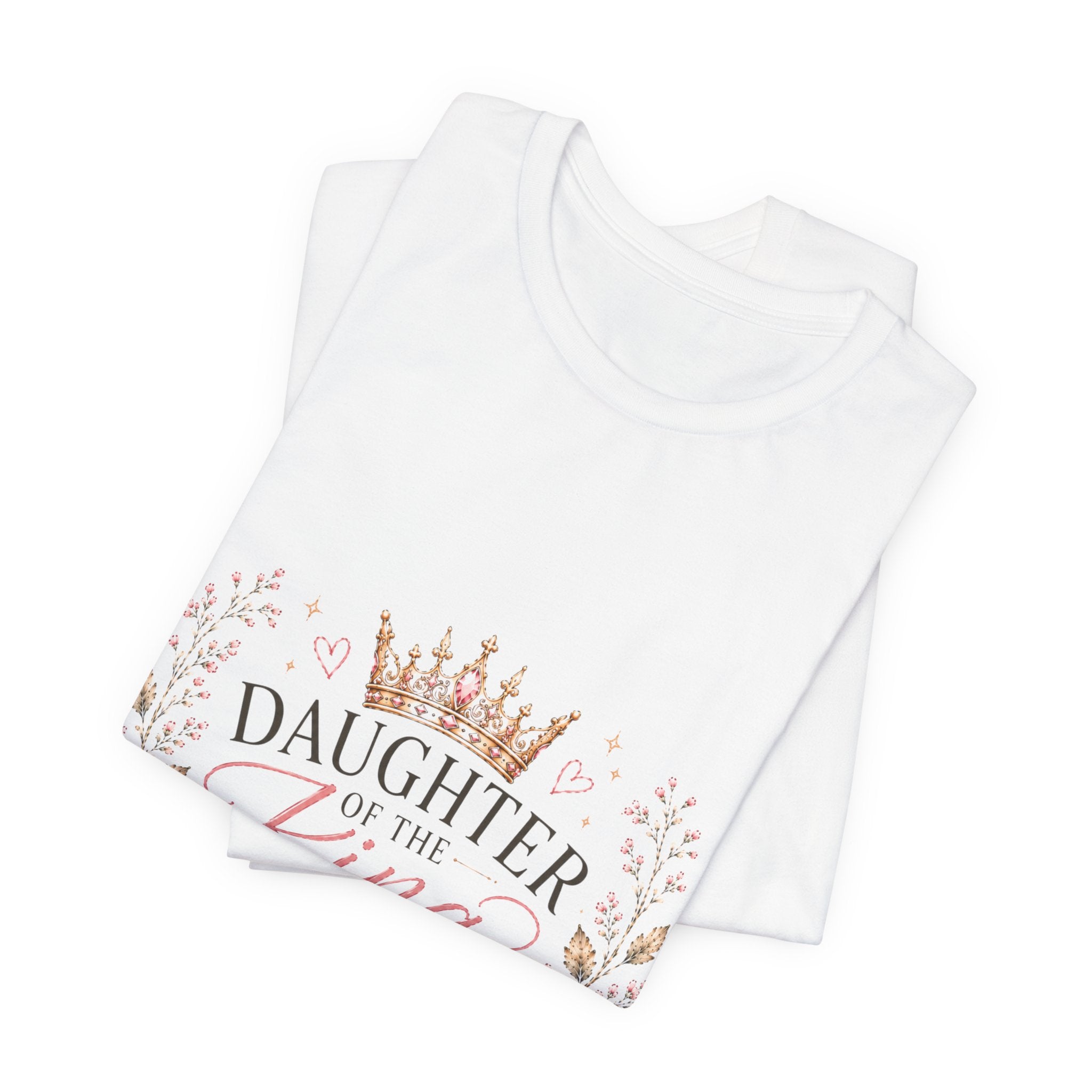 Daughter of the King Floral Tee — Christian Faith Crown T‑Shirt