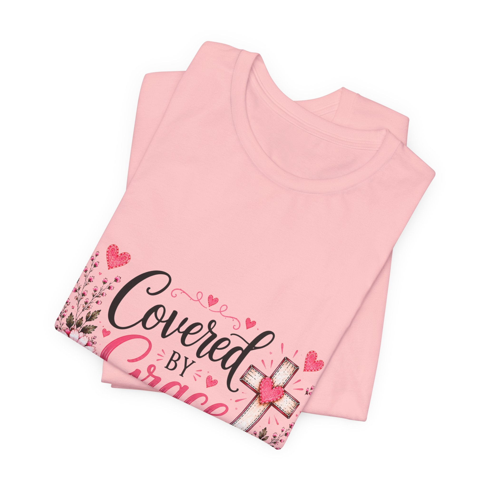 Covered by Grace Floral Tee — Christian Cross Faith T‑Shirt (“Covered by Grace” Design)