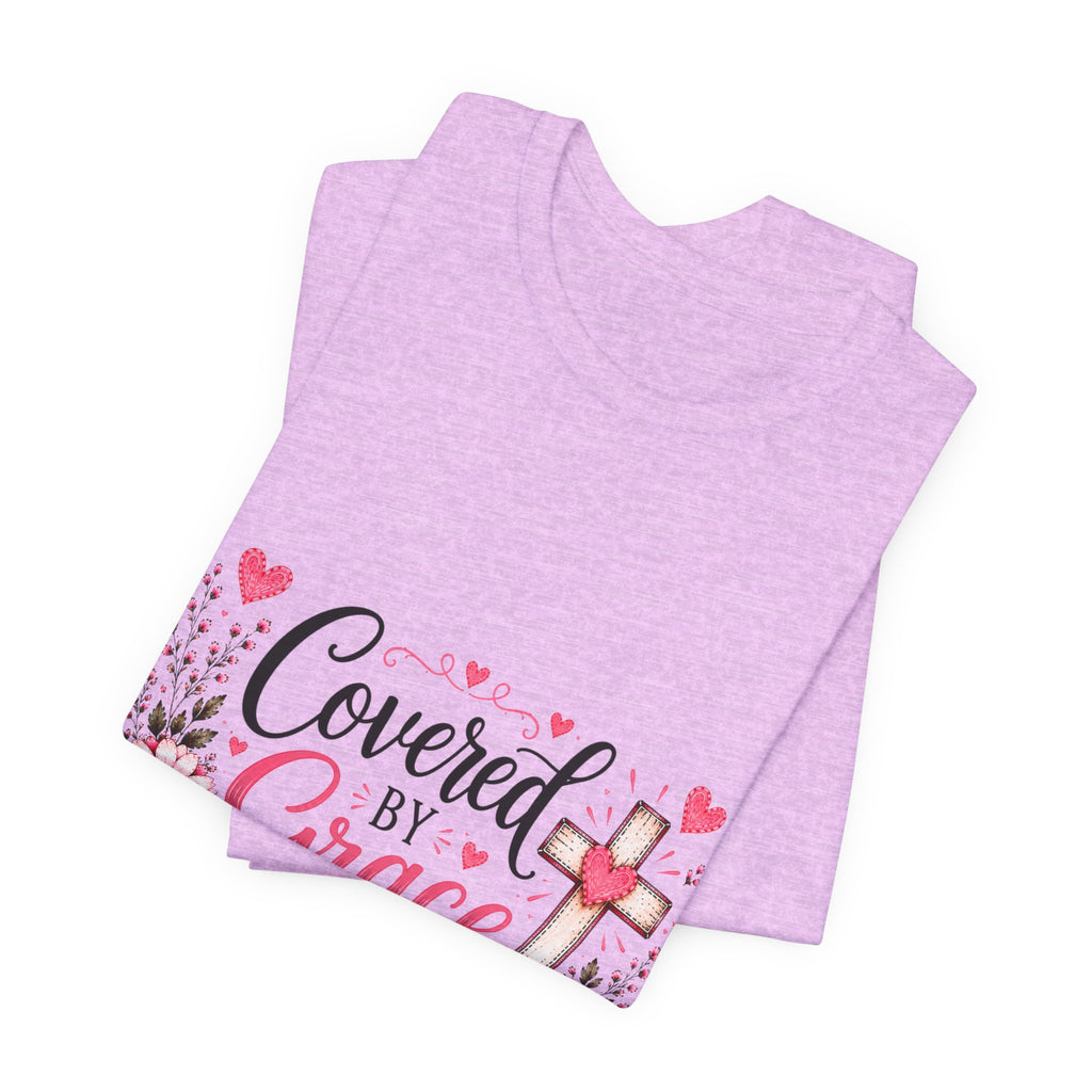 Covered by Grace Floral Tee — Christian Cross Faith T‑Shirt (“Covered by Grace” Design)