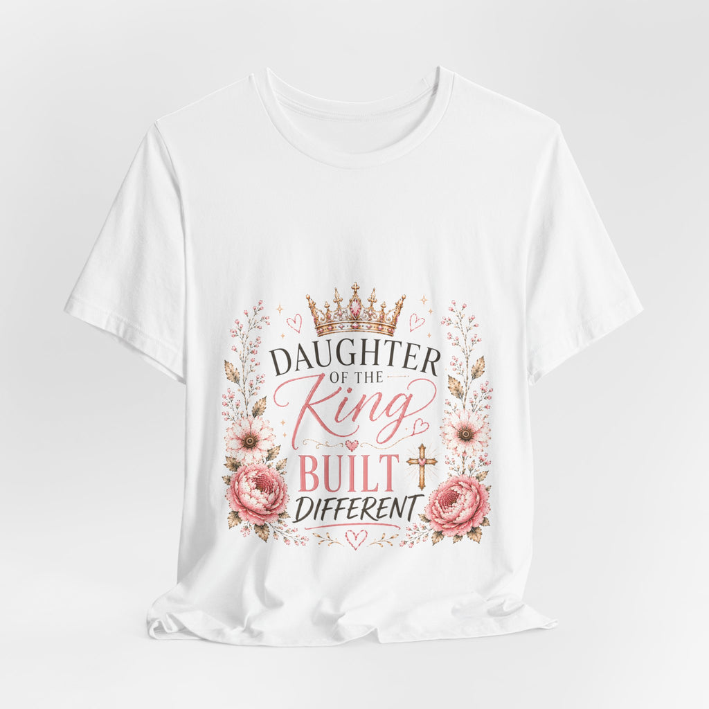 Daughter of the King Floral Tee — Christian Faith Crown T‑Shirt