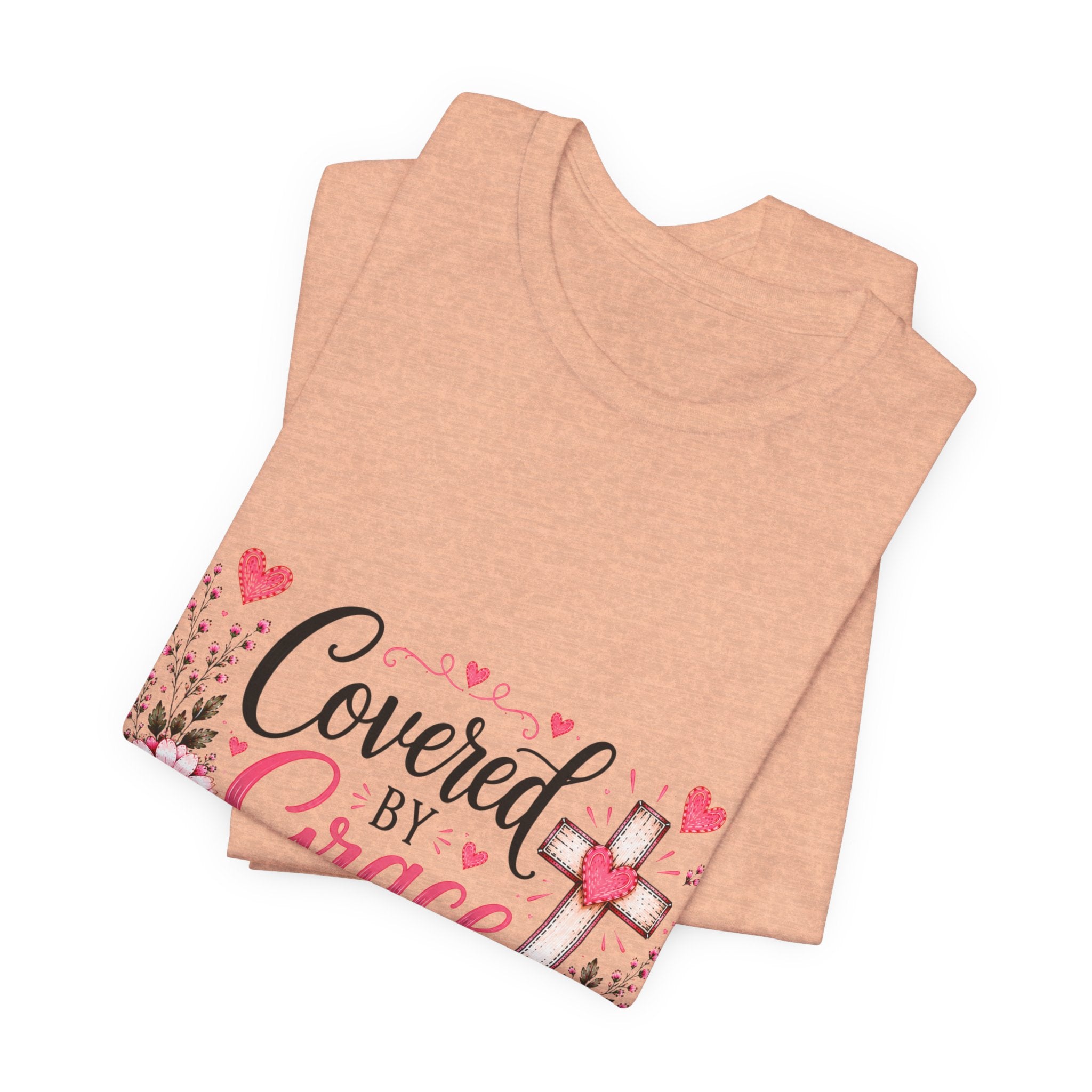 Covered by Grace Floral Tee — Christian Cross Faith T‑Shirt (“Covered by Grace” Design)