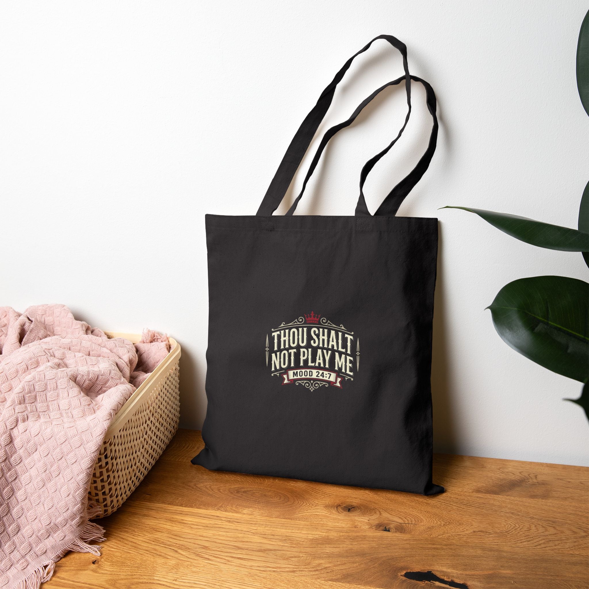 Tote Bag — "Thou Shalt Not Play Me" Vintage Music Quote Canvas Tote