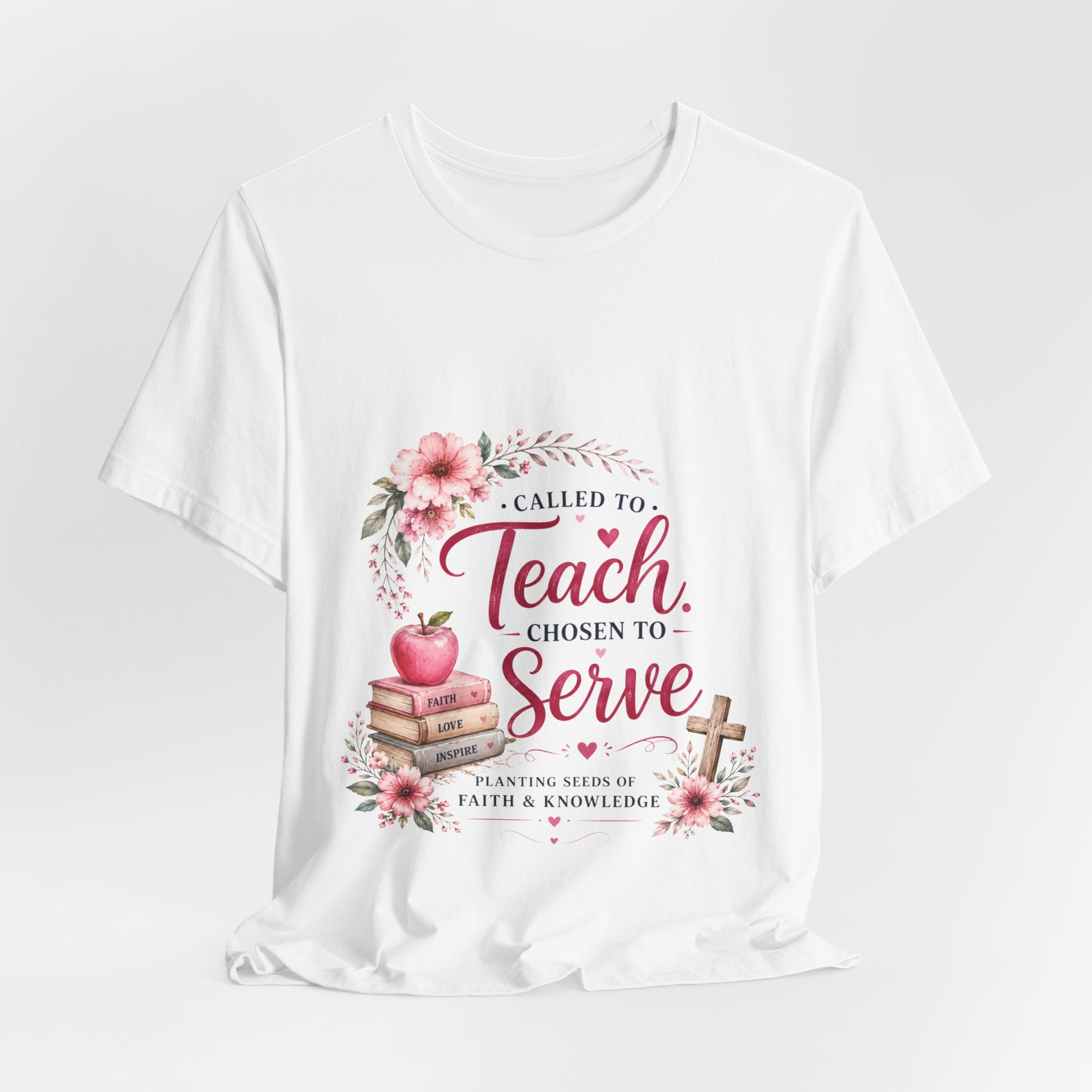 Teacher T-Shirt — "Called to Teach, Chosen to Serve" Floral Appreciation Tee
