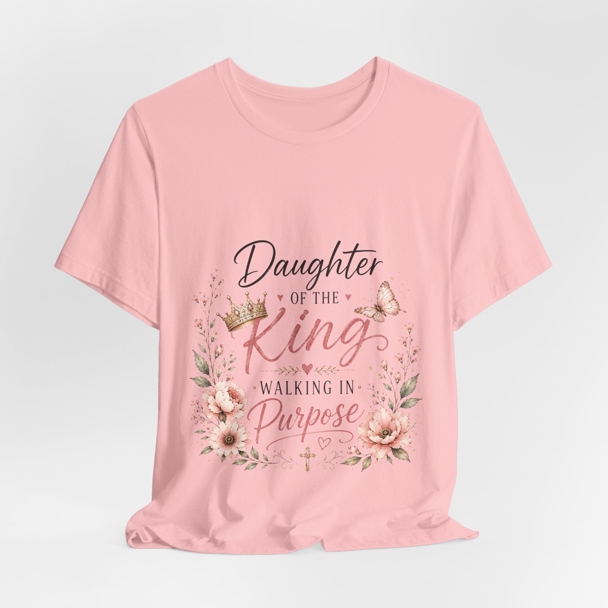 Daughter of the King Floral Tee — Christian Faith Inspirational Shirt