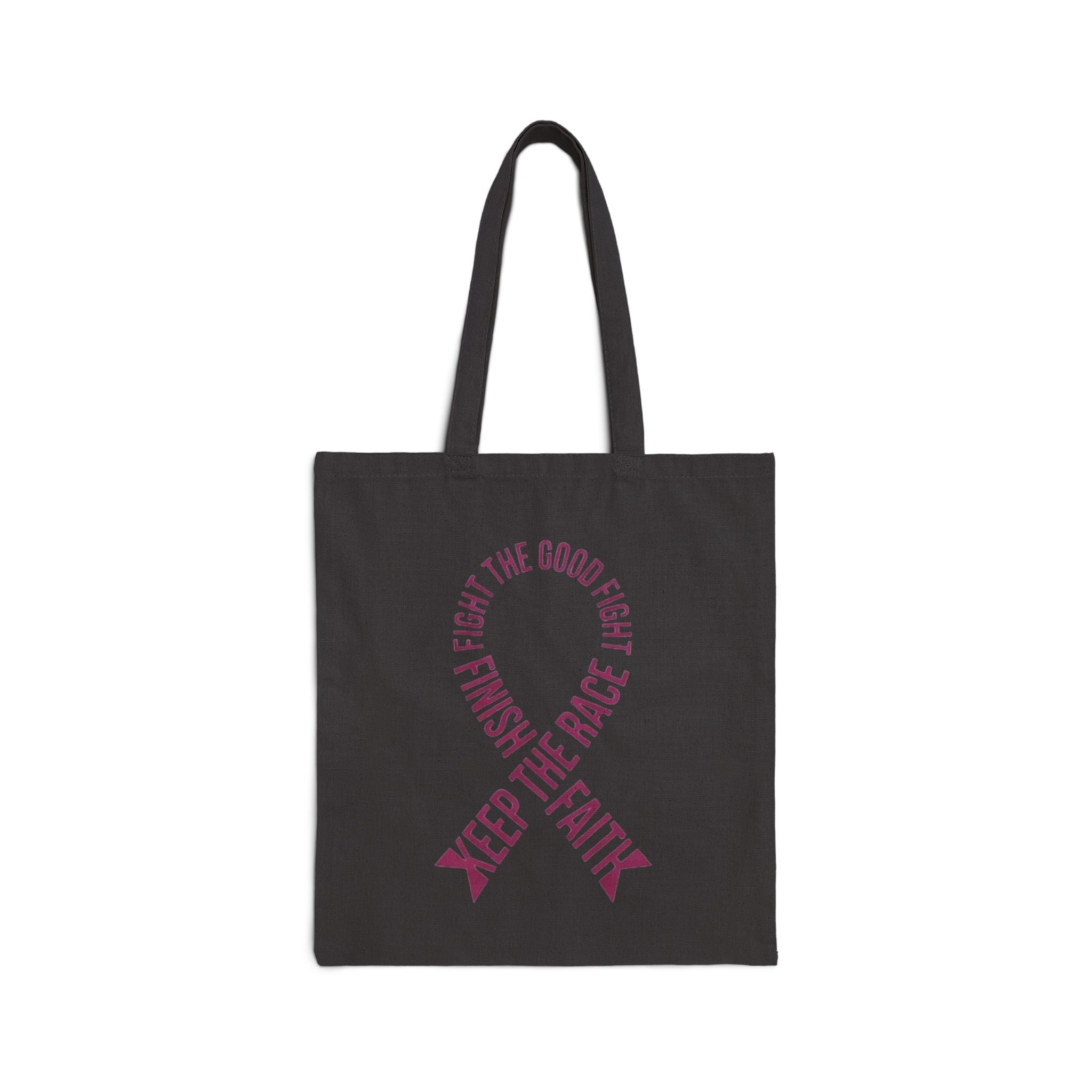 Keep the Faith Ribbon Tote Bag — Inspirational Cancer Awareness Canvas Tote