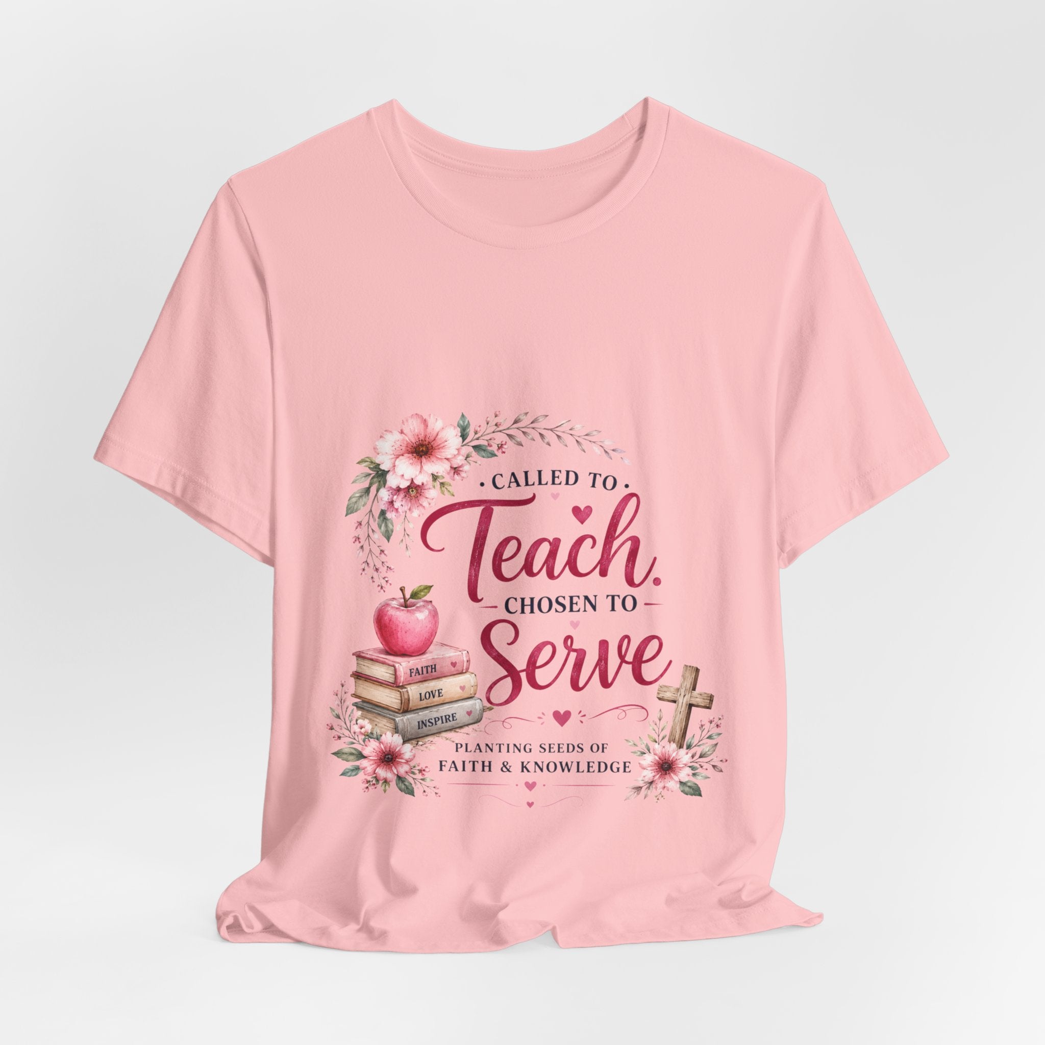 Teacher T-Shirt — "Called to Teach, Chosen to Serve" Floral Appreciation Tee
