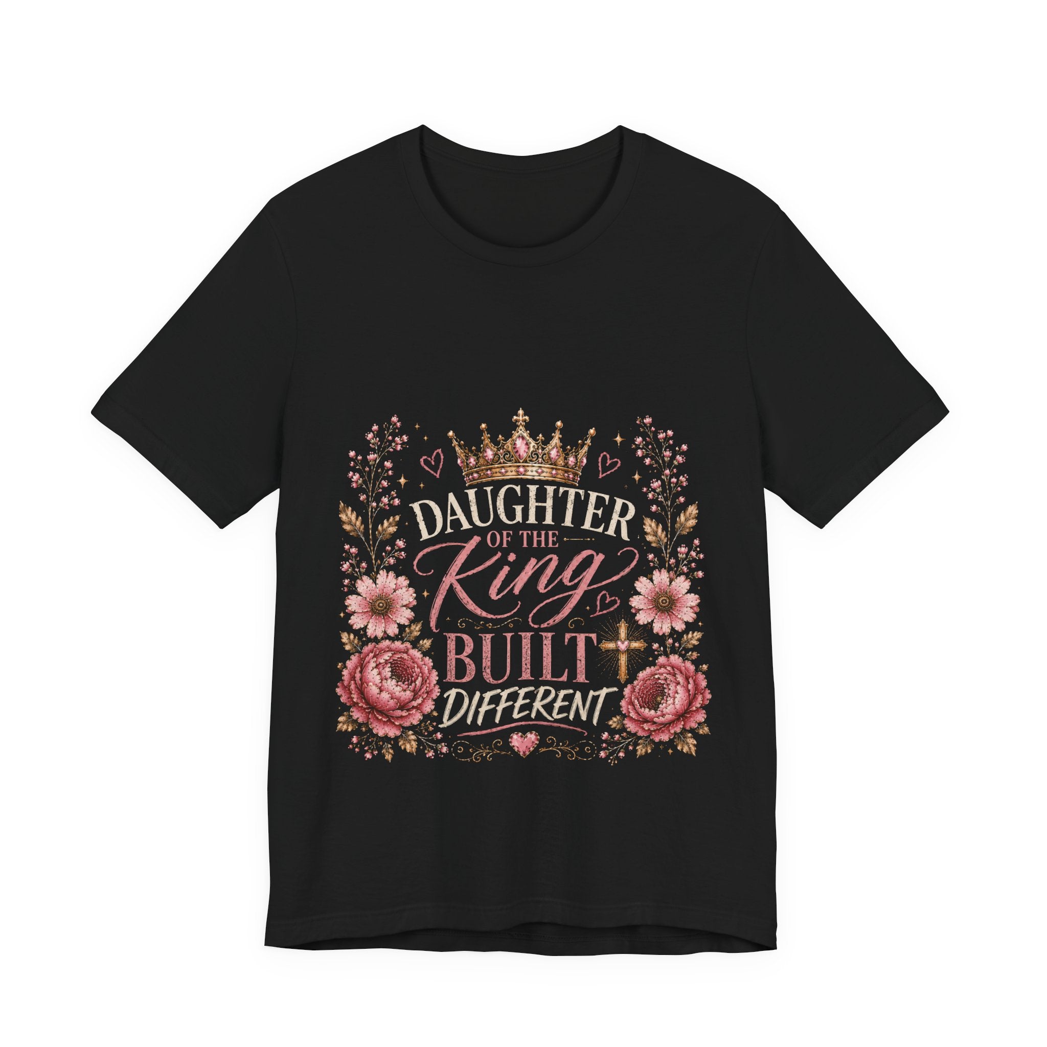 Daughter of the King Floral Tee — Christian Inspirational Crown Shirt