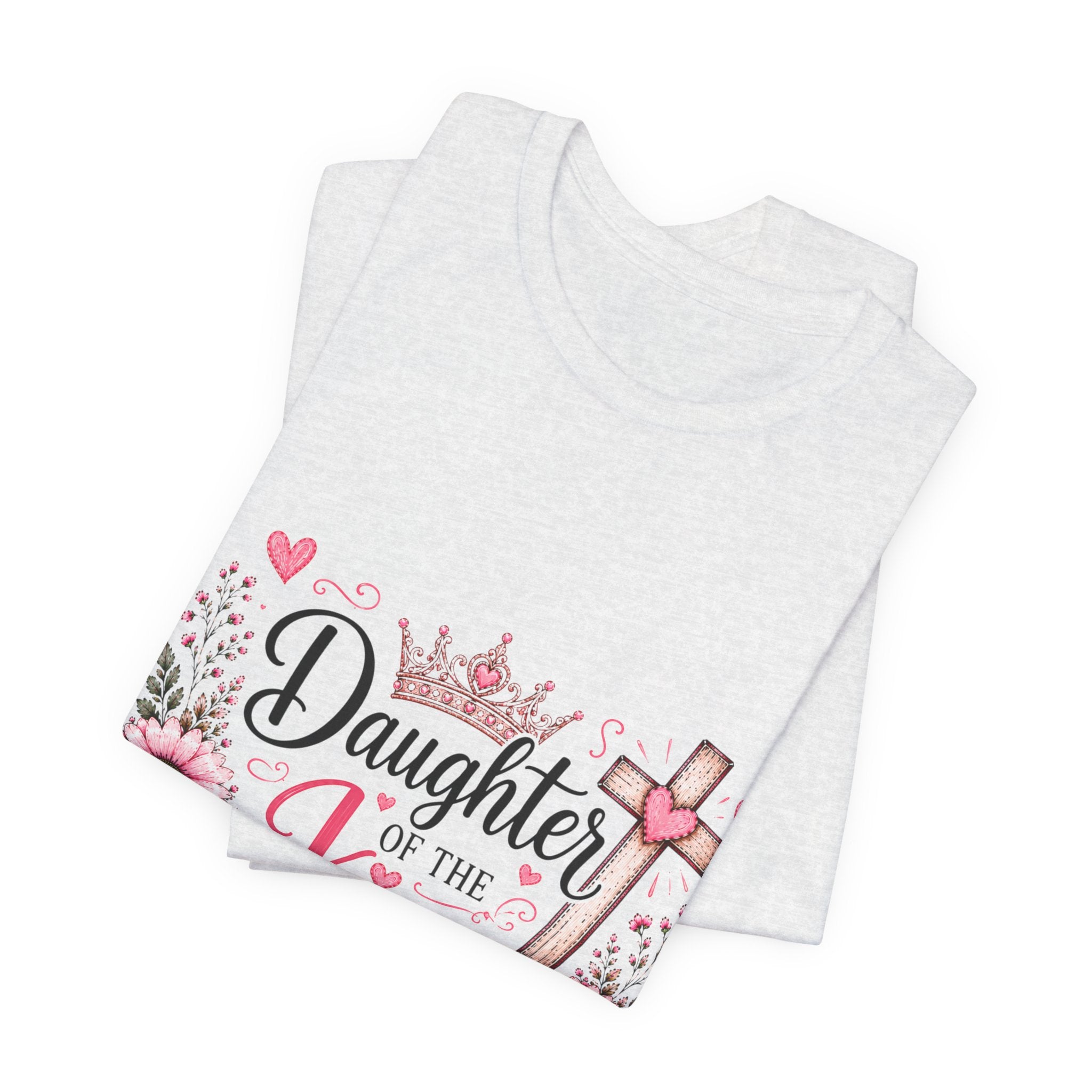 Daughter of the King T-Shirt – Floral Christian Cross Faith Tee