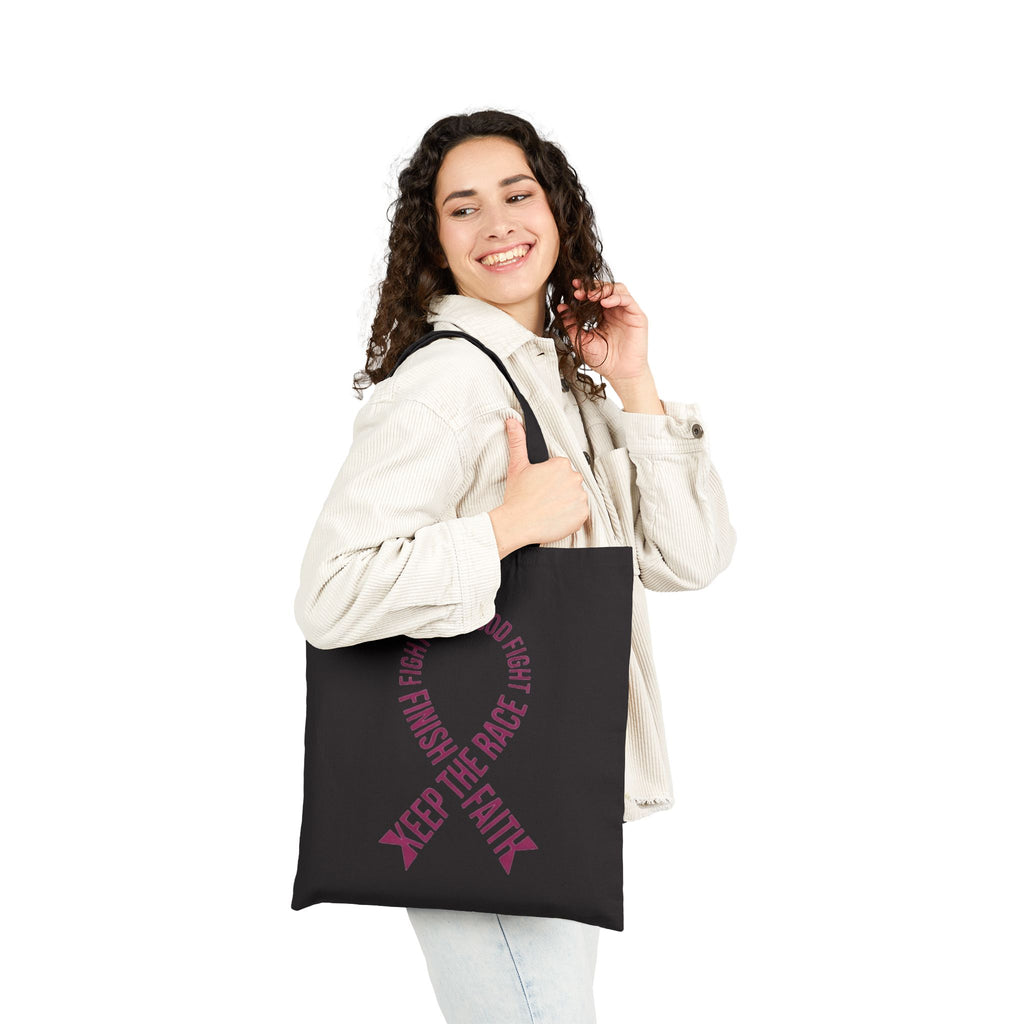 Keep the Faith Ribbon Tote Bag — Inspirational Cancer Awareness Canvas Tote