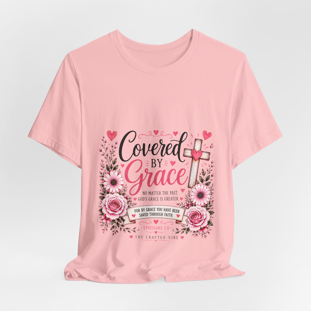 Covered by Grace Floral Tee — Christian Cross Faith T‑Shirt (“Covered by Grace” Design)
