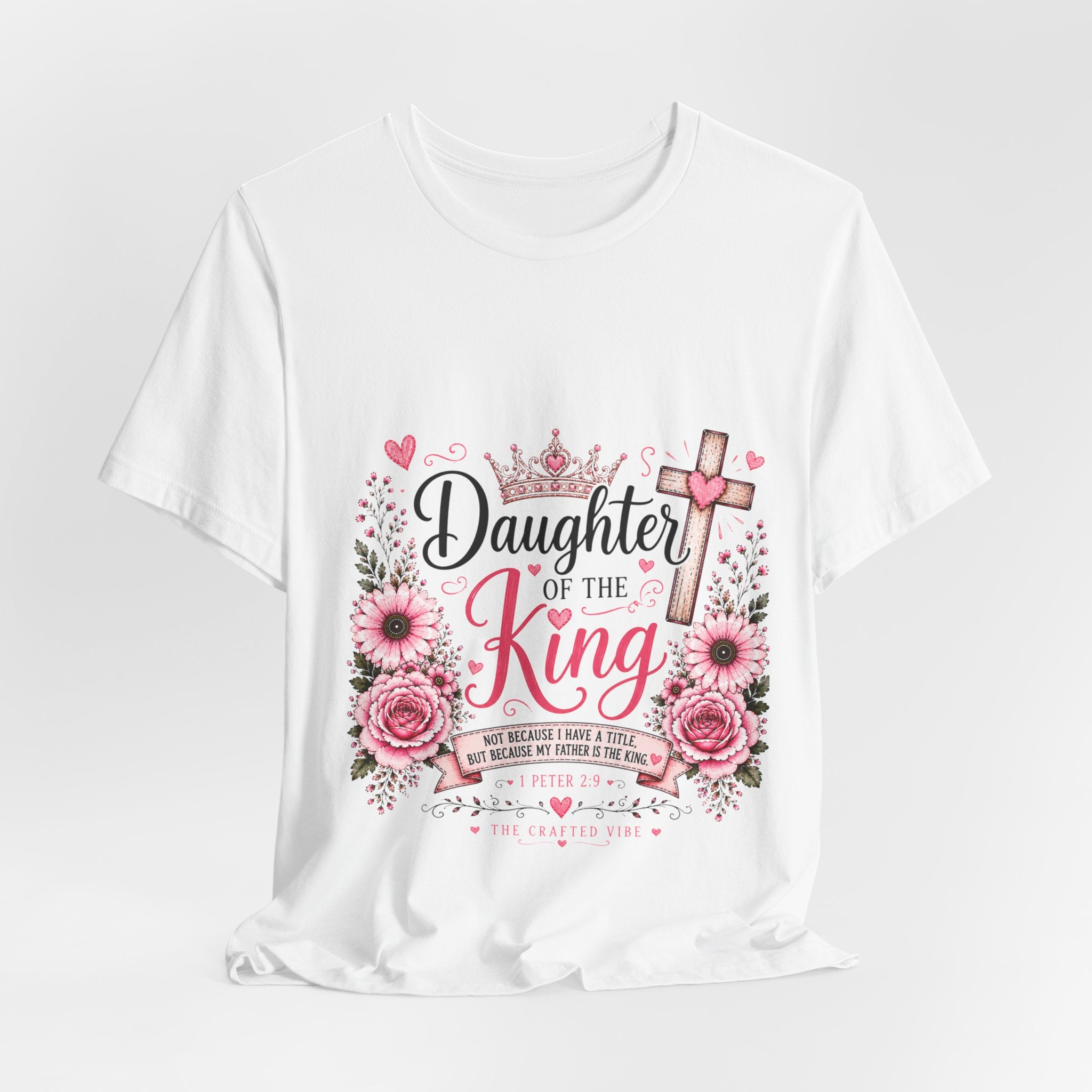 Daughter of the King T-Shirt – Floral Christian Cross Faith Tee