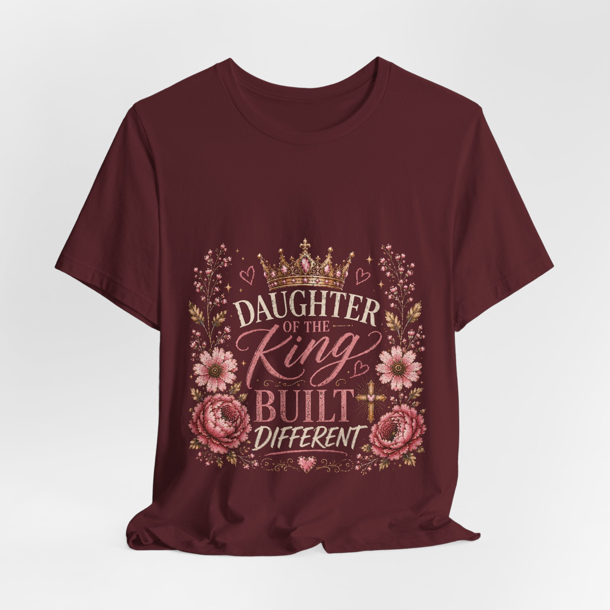 Daughter of the King Floral Tee — Christian Inspirational Crown Shirt