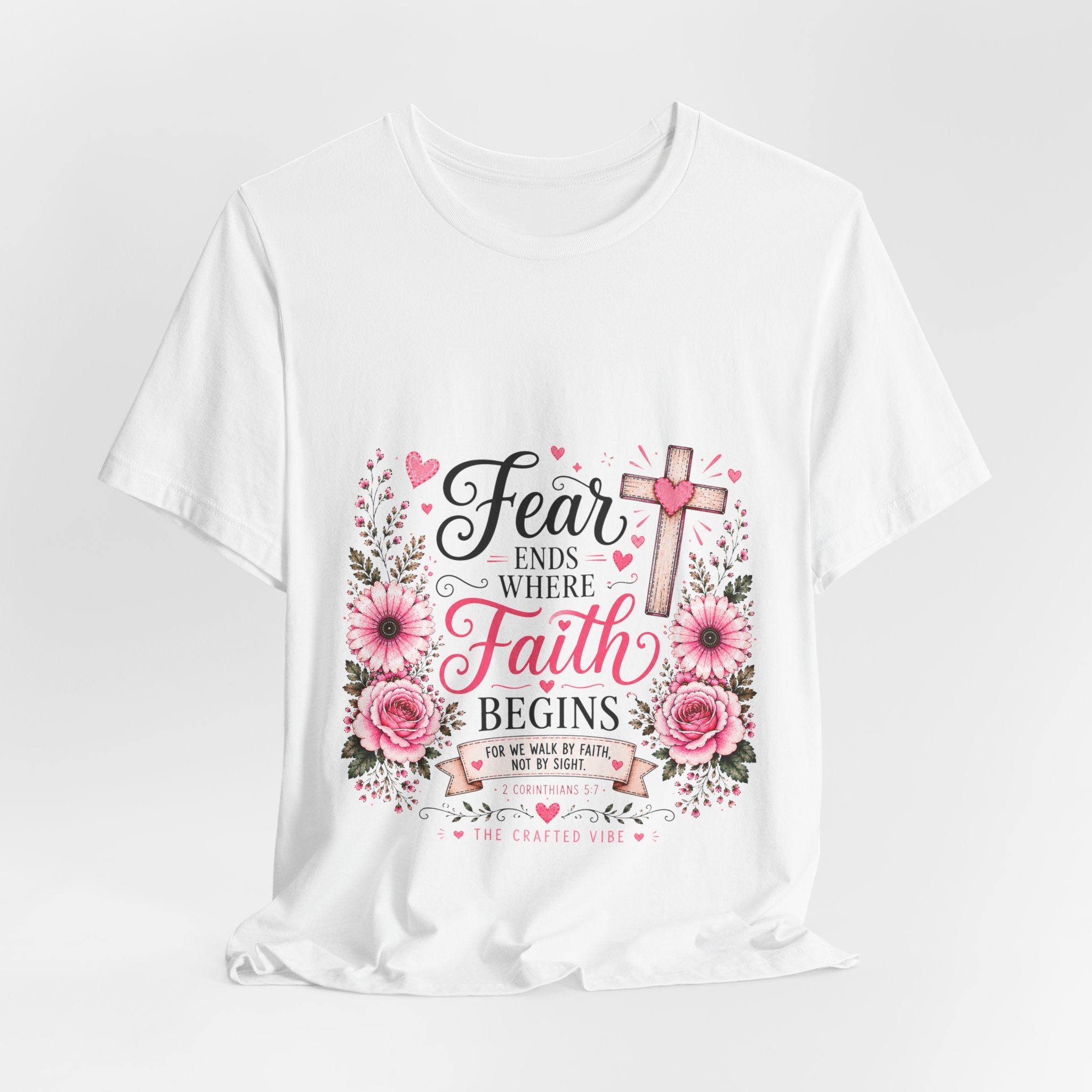 Fear Ends Where Faith Begins — Floral Cross Shirt