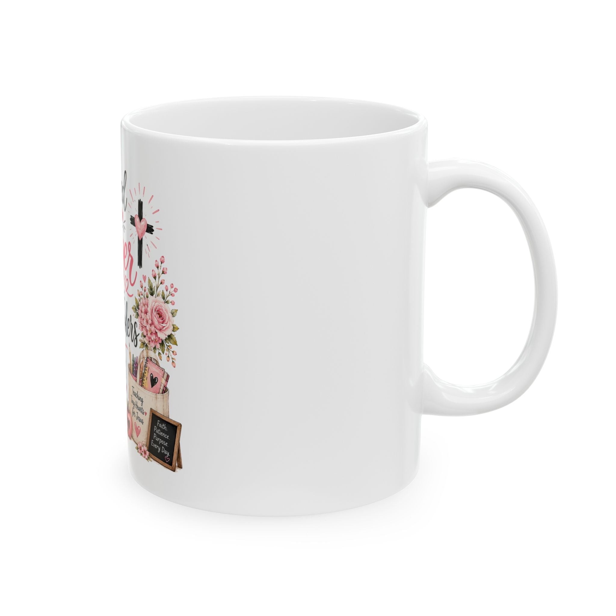 Powered by Prayer & Preschoolers Ceramic Mug — Inspirational Christian Teacher Gift (11oz & 15oz)