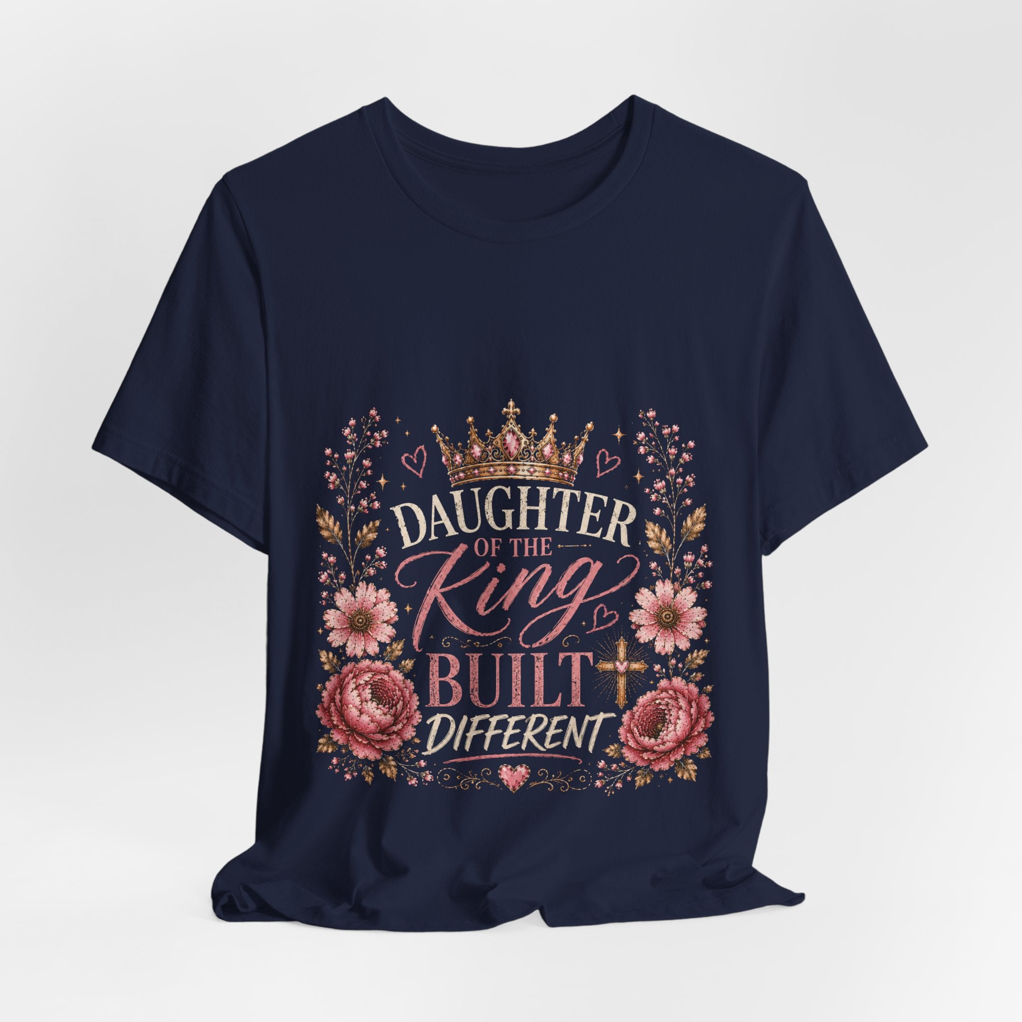 Daughter of the King Floral Tee — Christian Inspirational Crown Shirt