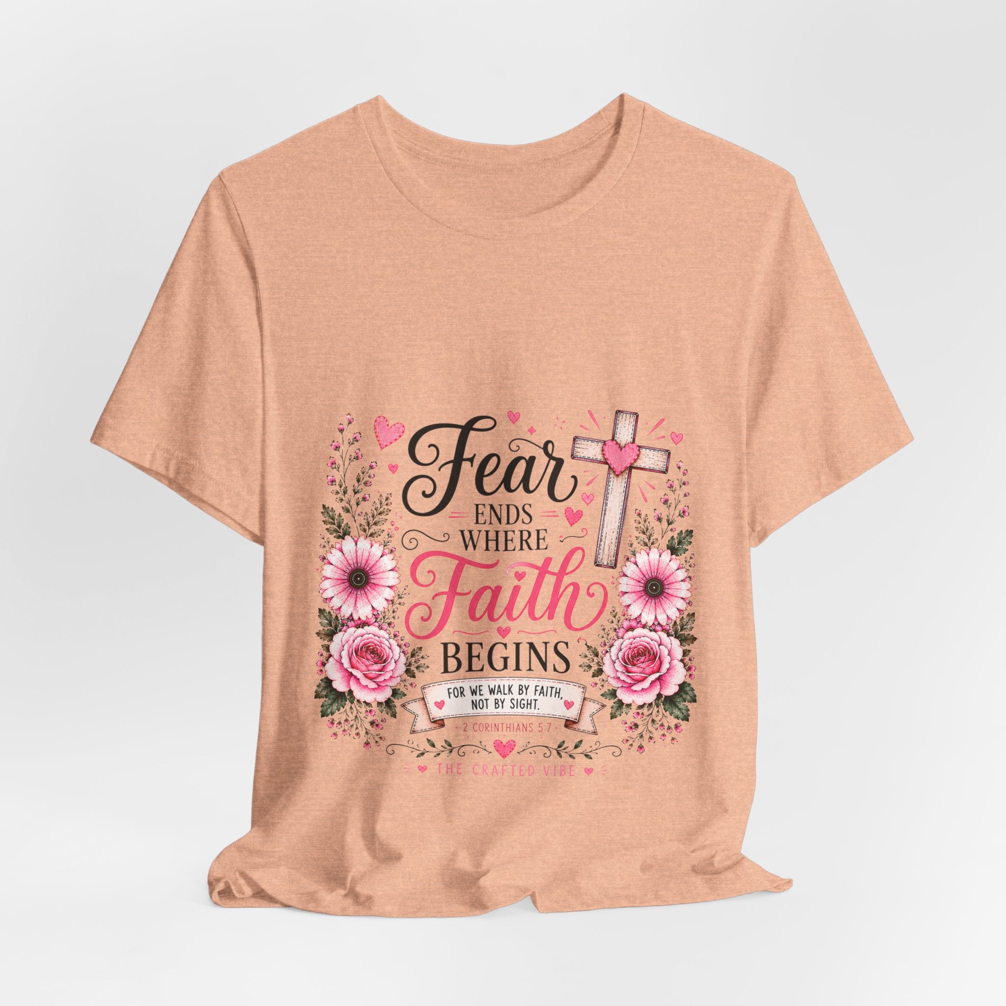 Fear Ends Where Faith Begins — Floral Cross Shirt