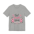 God Is My Strength and My Shield - Christian Floral Cross Tee