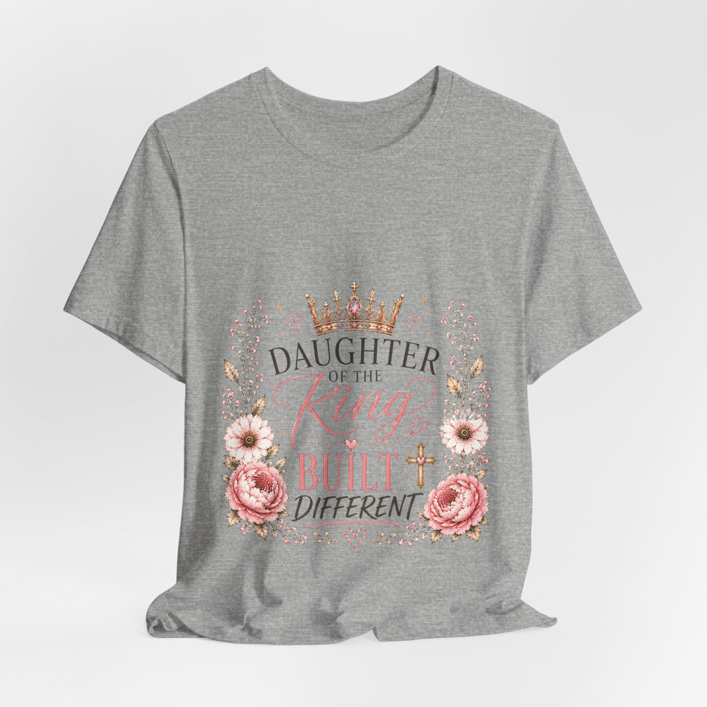 Daughter of the King Floral Tee — Christian Faith Crown T‑Shirt