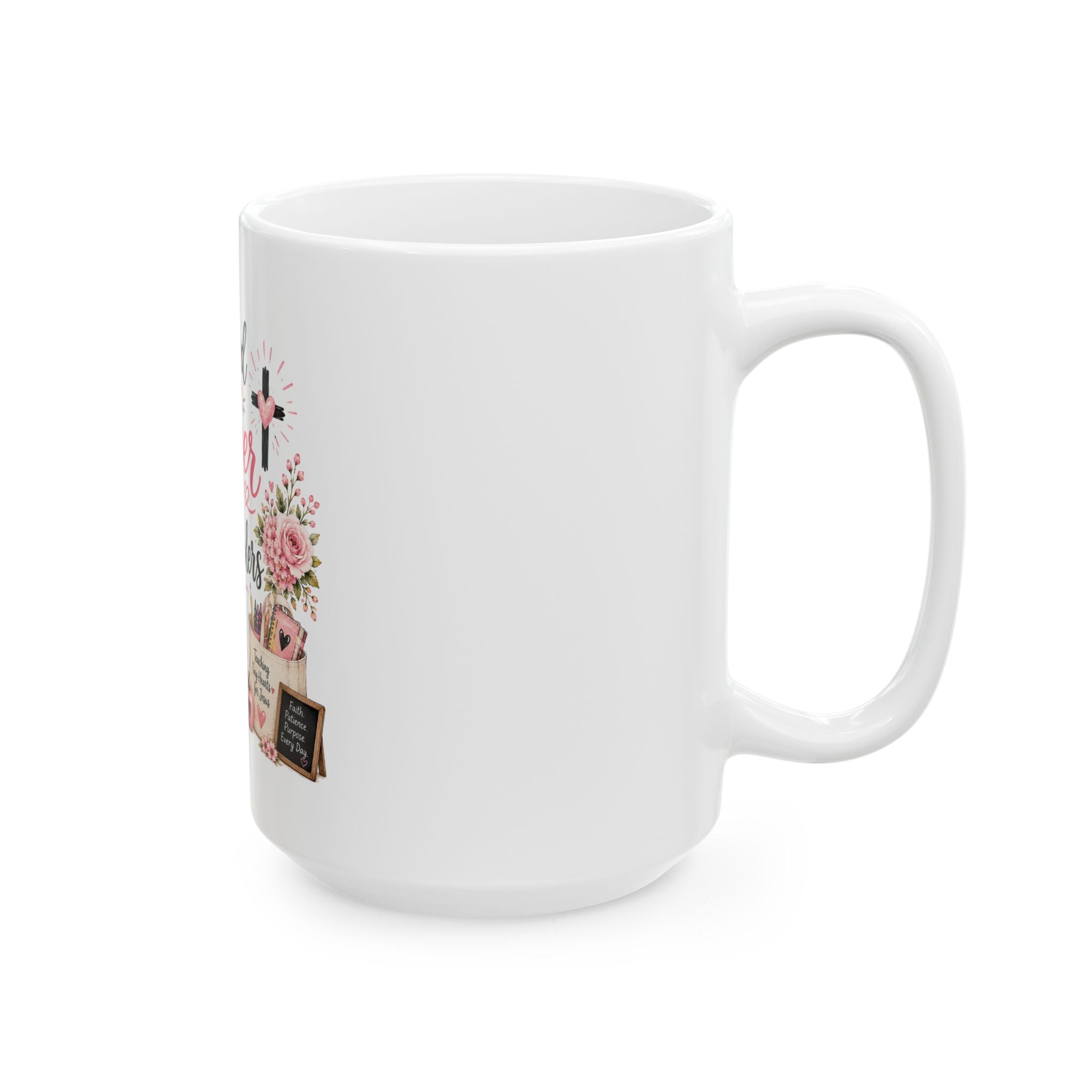 Powered by Prayer & Preschoolers Ceramic Mug — Inspirational Christian Teacher Gift (11oz & 15oz)