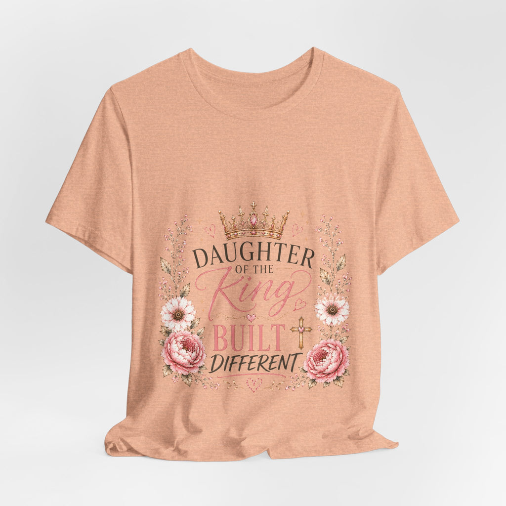 Daughter of the King Floral Tee — Christian Faith Crown T‑Shirt