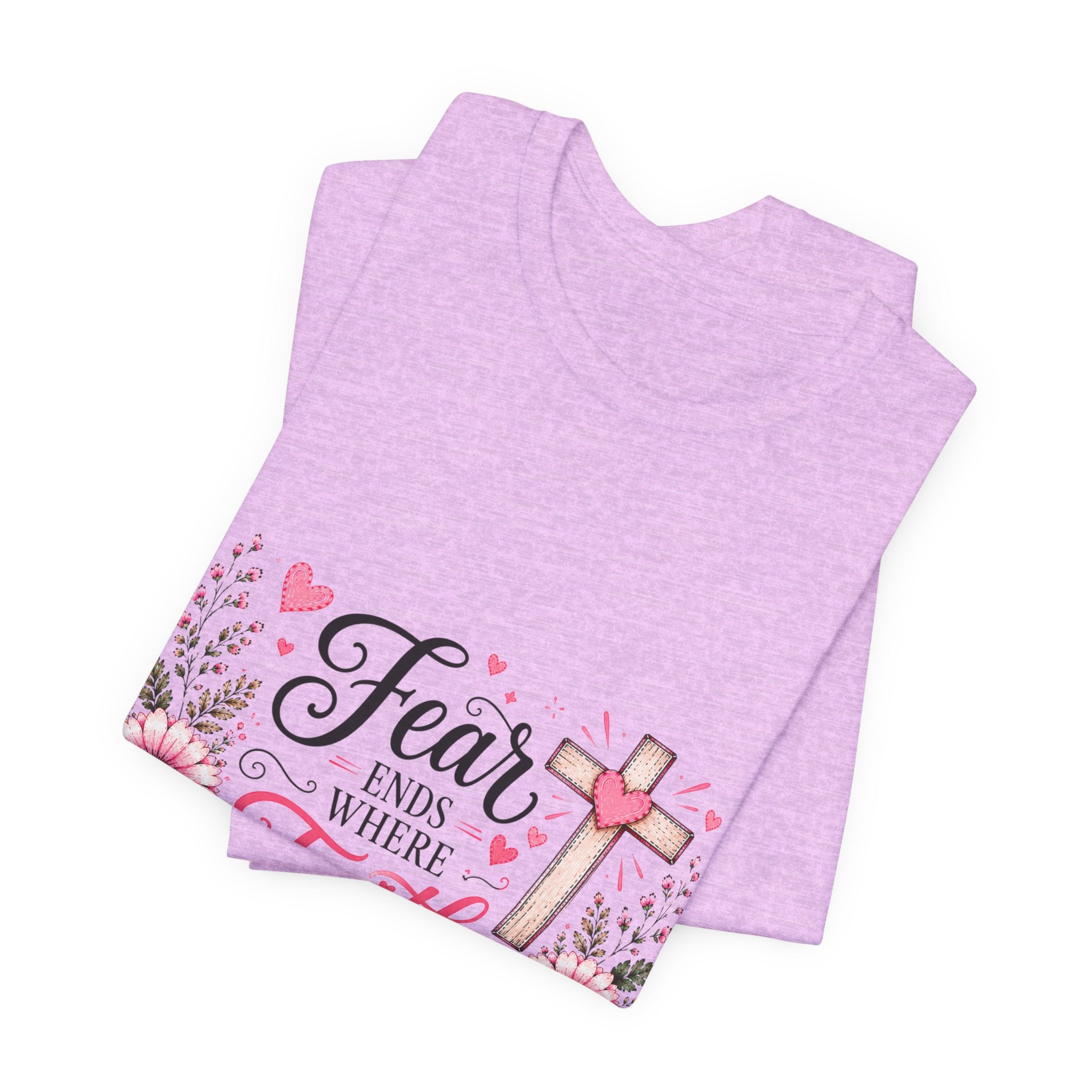 Fear Ends Where Faith Begins — Floral Cross Shirt