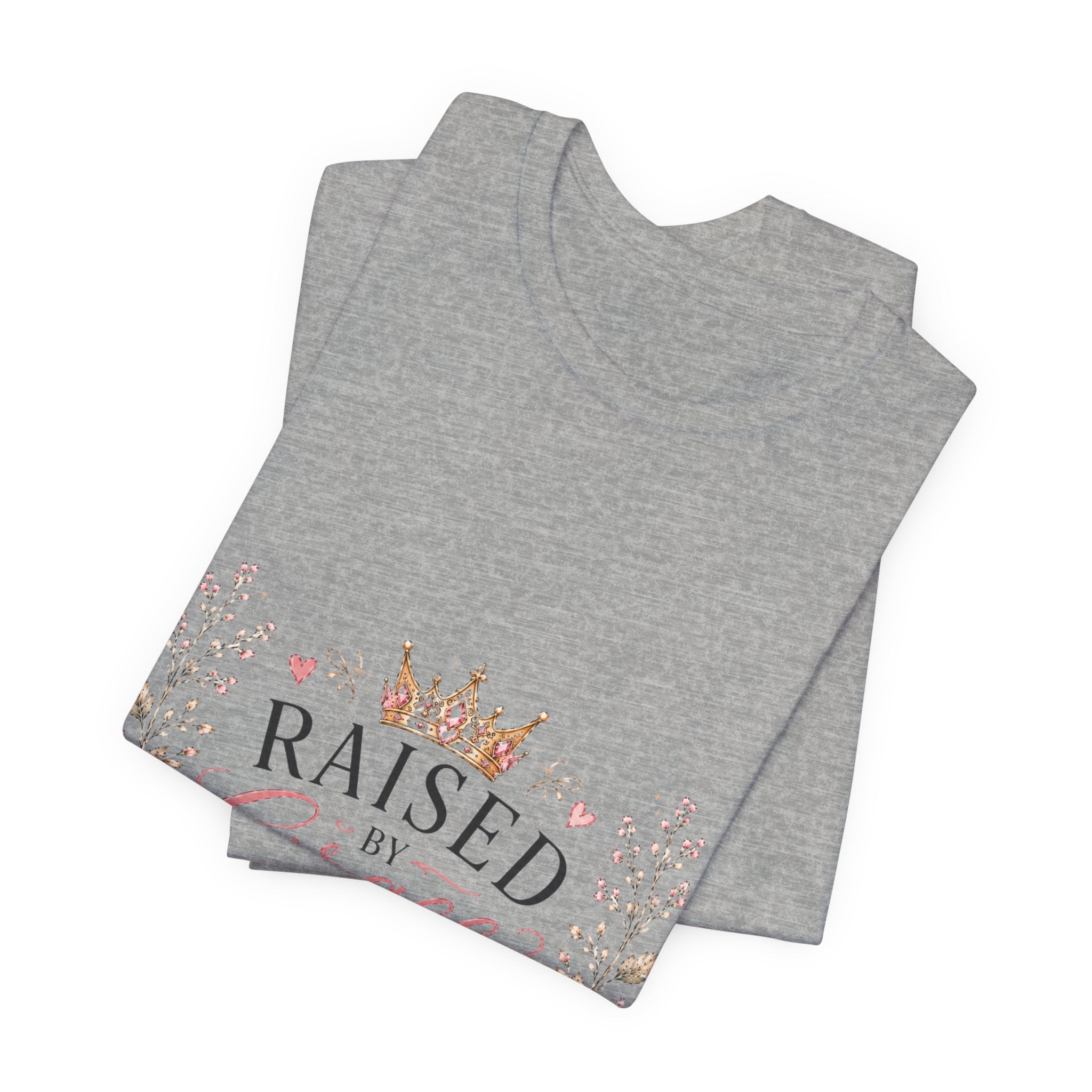 Raised by Grace Led by Faith T‑Shirt — Floral Christian Faith Tee