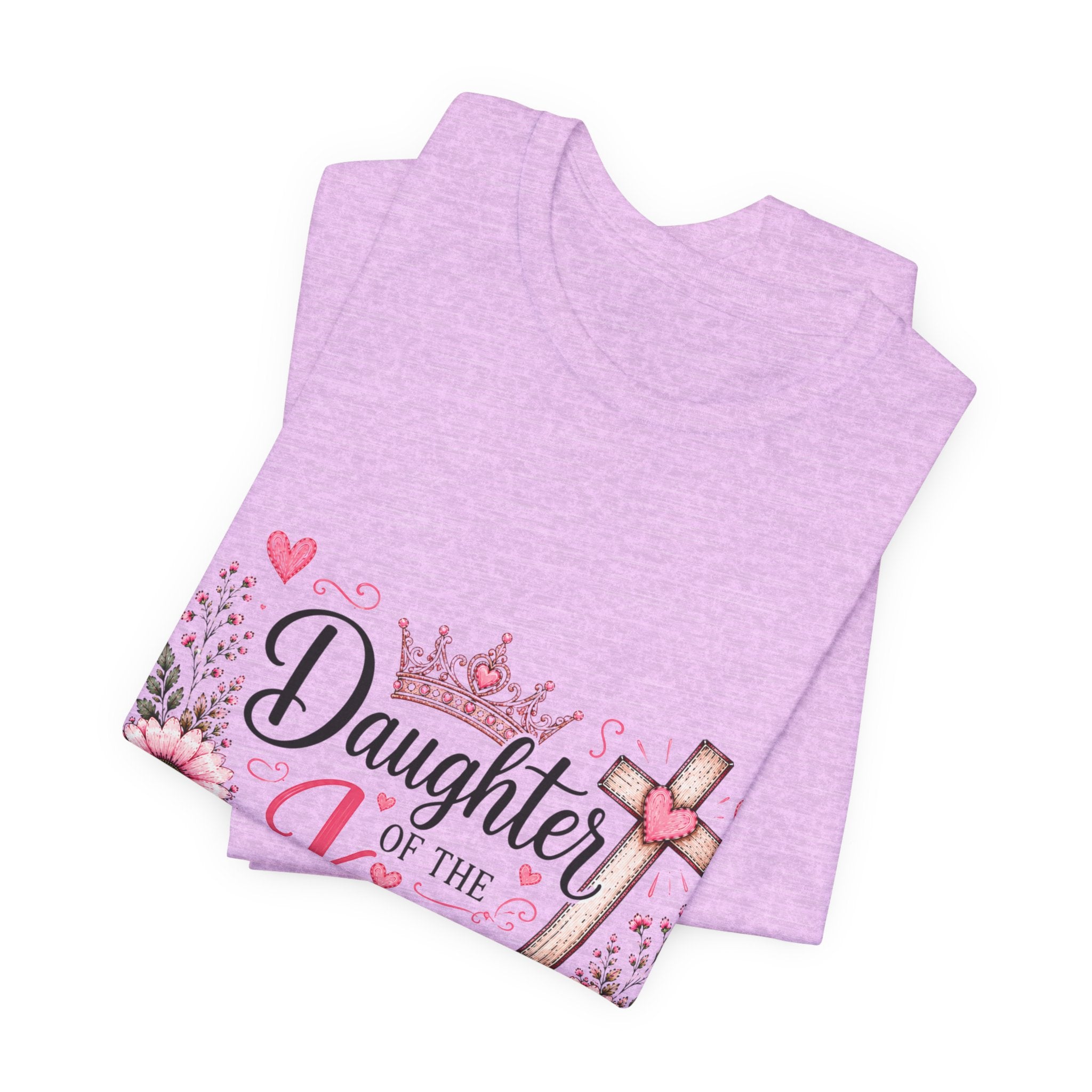 Daughter of the King T-Shirt – Floral Christian Cross Faith Tee