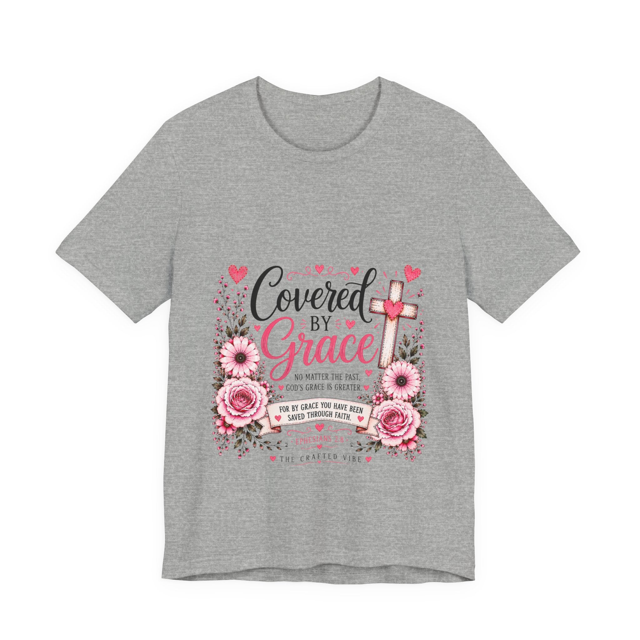 Covered by Grace Floral Tee — Christian Cross Faith T‑Shirt (“Covered by Grace” Design)