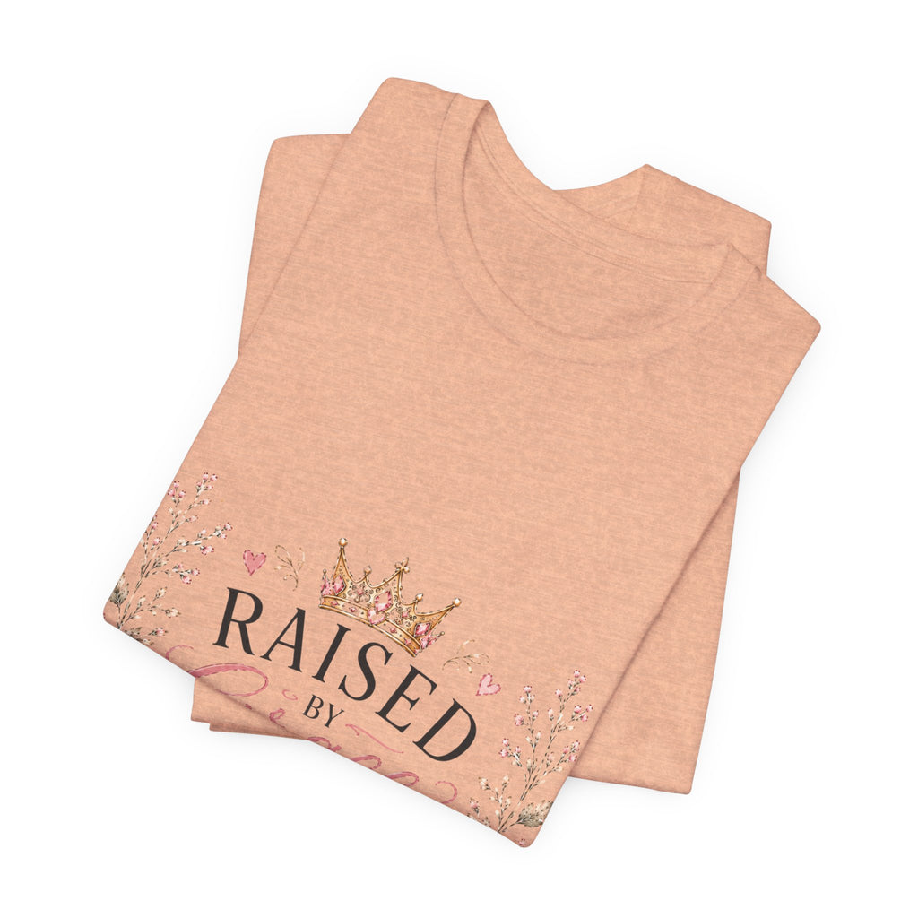 Raised by Grace Led by Faith T‑Shirt — Floral Christian Faith Tee