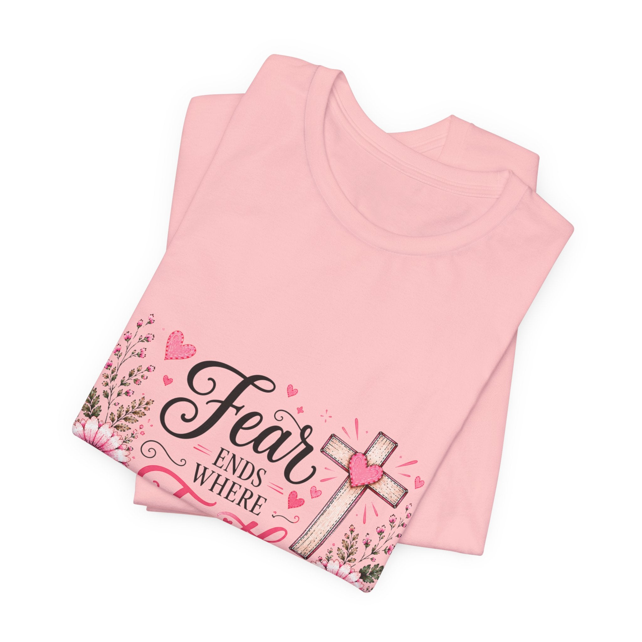 Fear Ends Where Faith Begins — Floral Cross Shirt