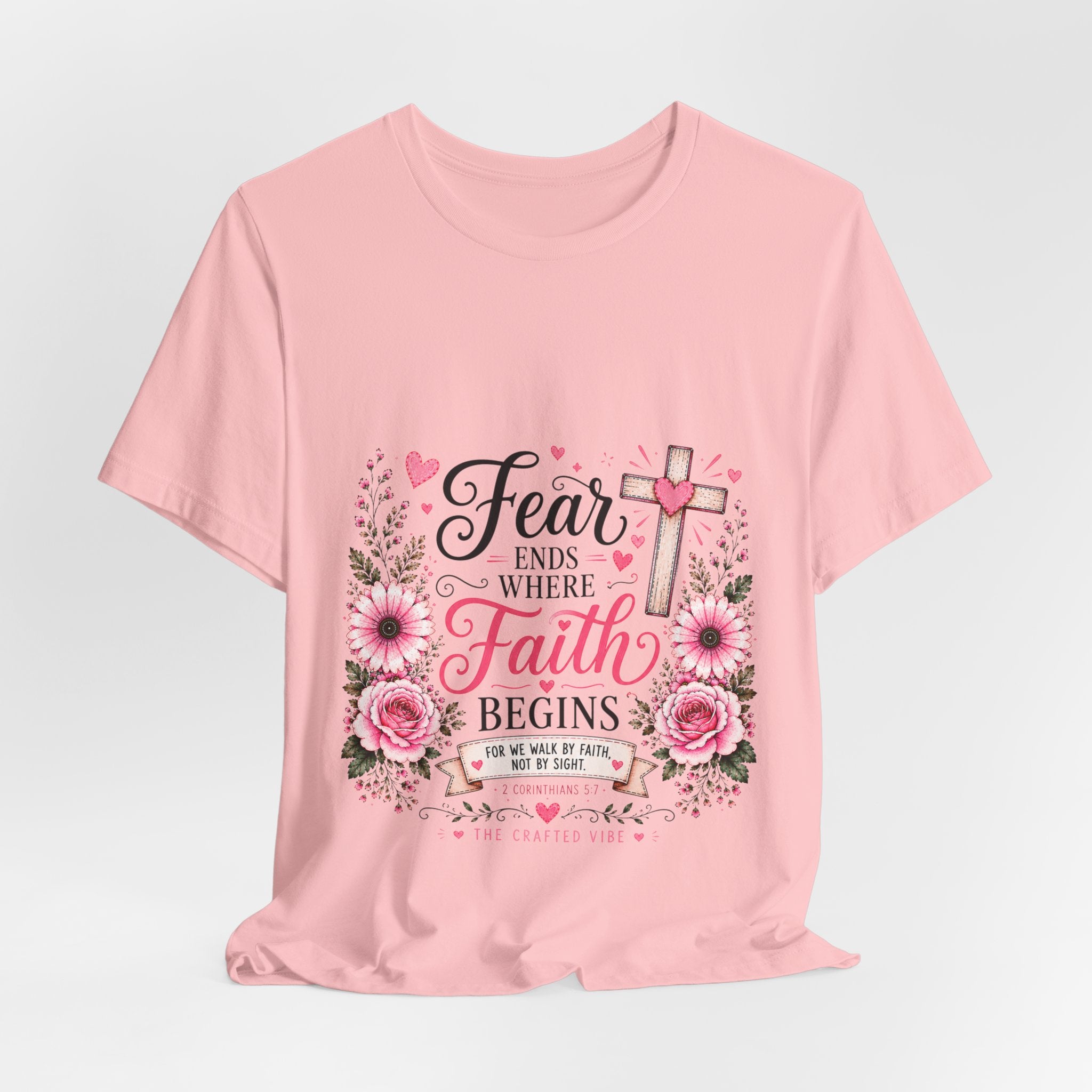 Fear Ends Where Faith Begins — Floral Cross Shirt