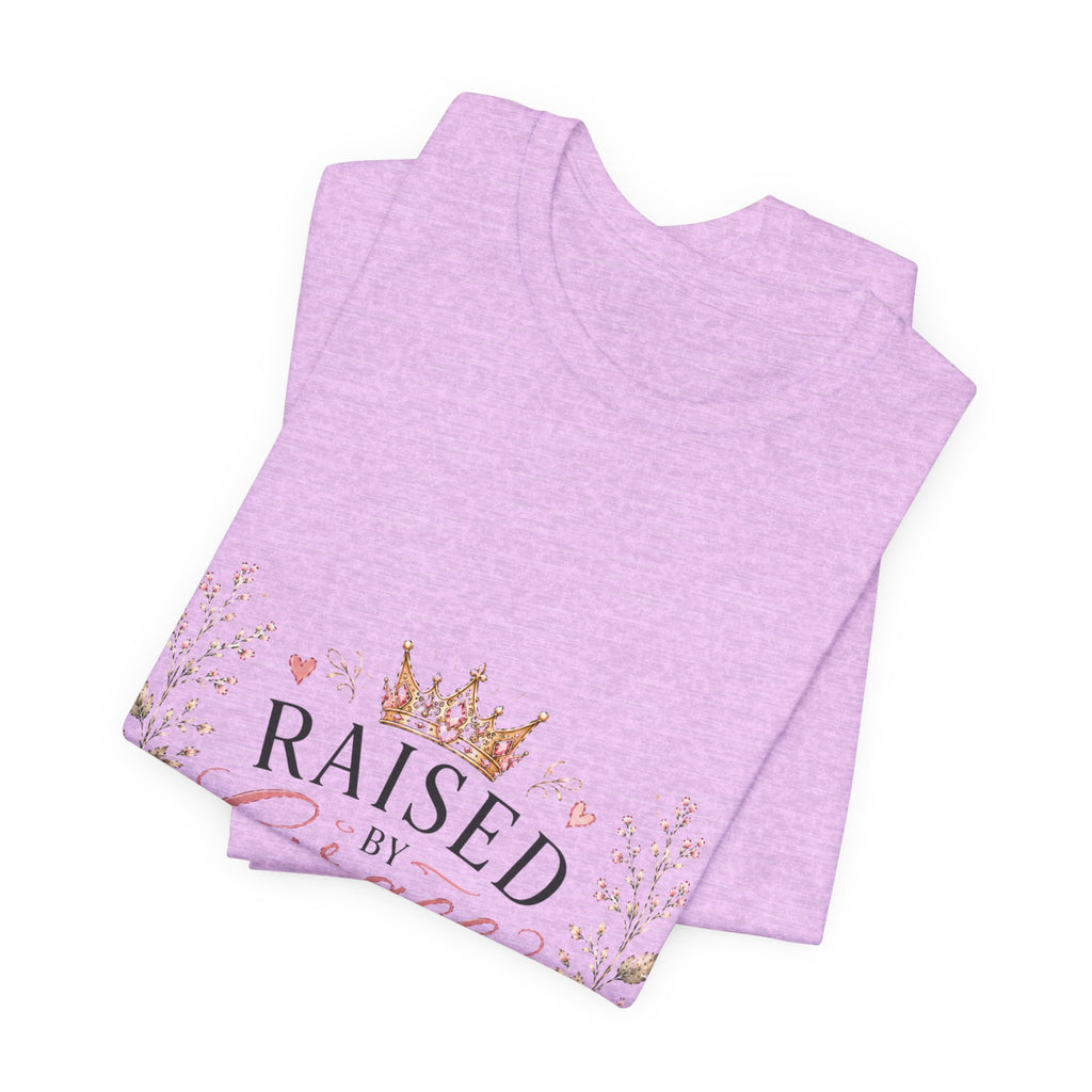 Raised by Grace Led by Faith T‑Shirt — Floral Christian Faith Tee