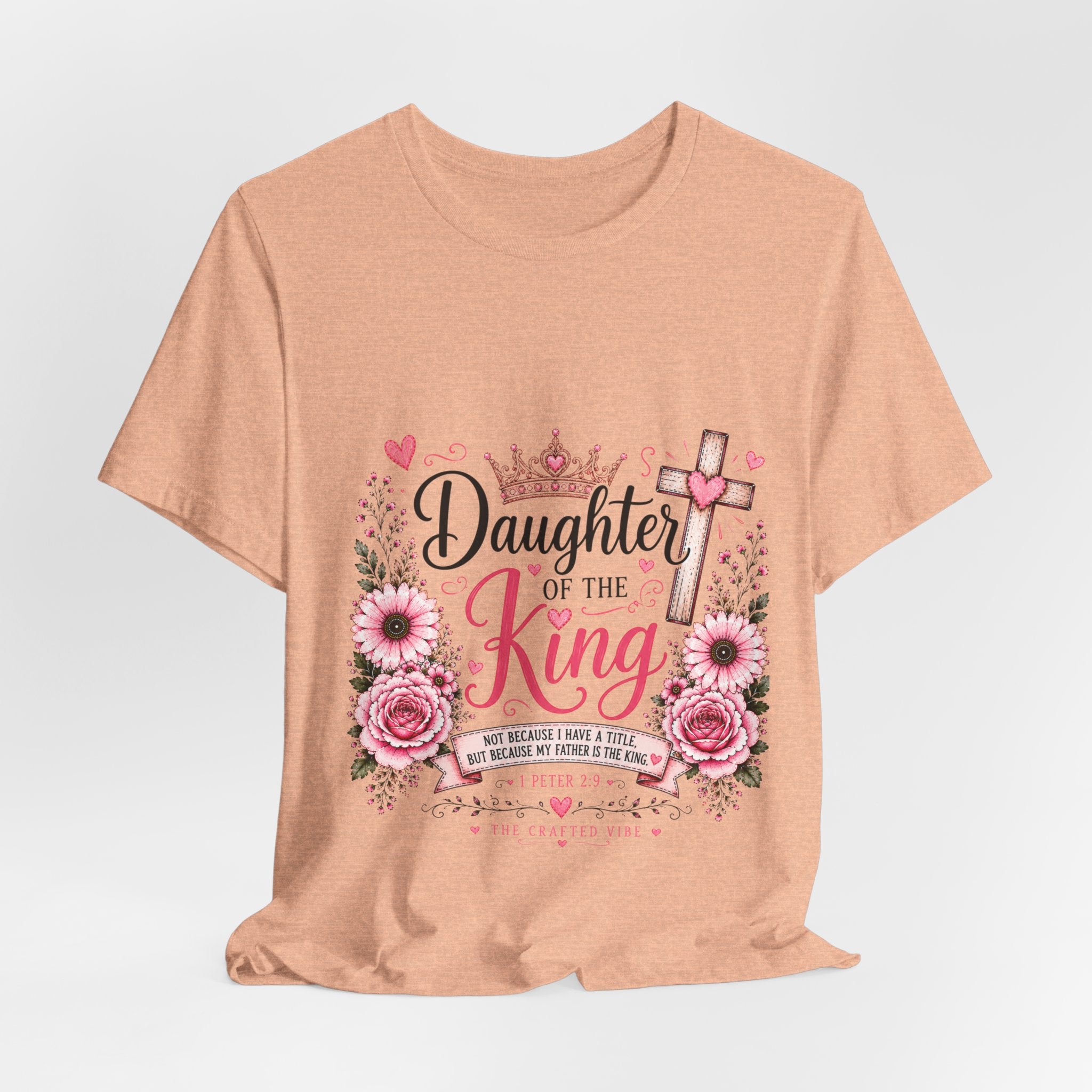 Daughter of the King T-Shirt – Floral Christian Cross Faith Tee