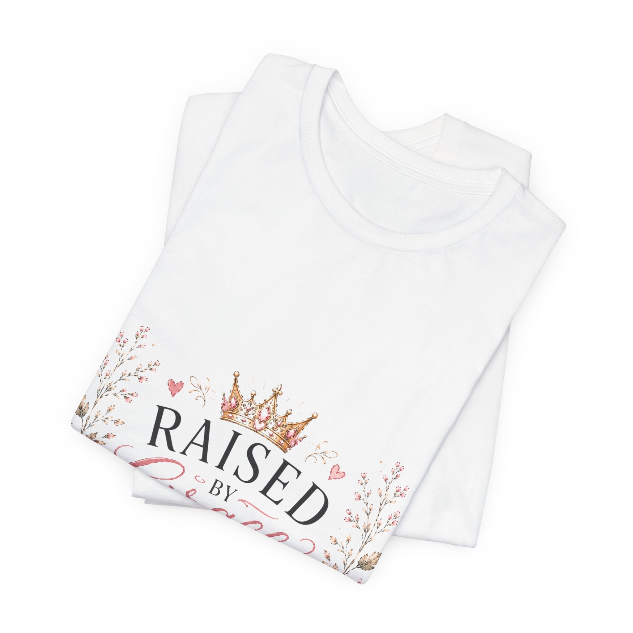 Raised by Grace Led by Faith T‑Shirt — Floral Christian Faith Tee