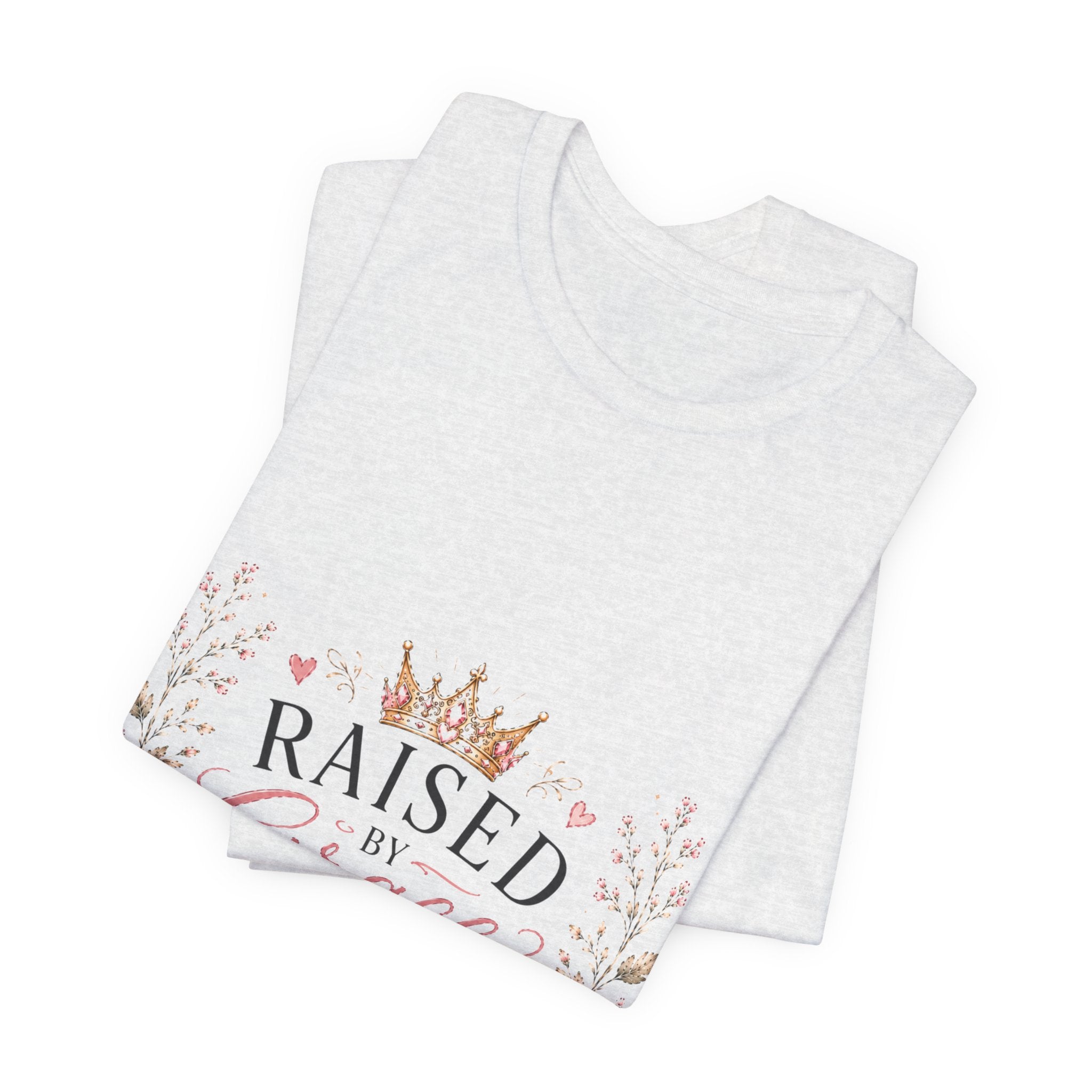 Raised by Grace Led by Faith T‑Shirt — Floral Christian Faith Tee