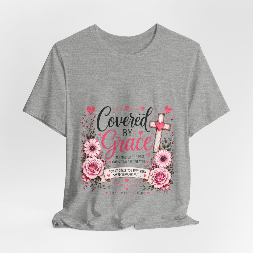 Covered by Grace Floral Tee — Christian Cross Faith T‑Shirt (“Covered by Grace” Design)