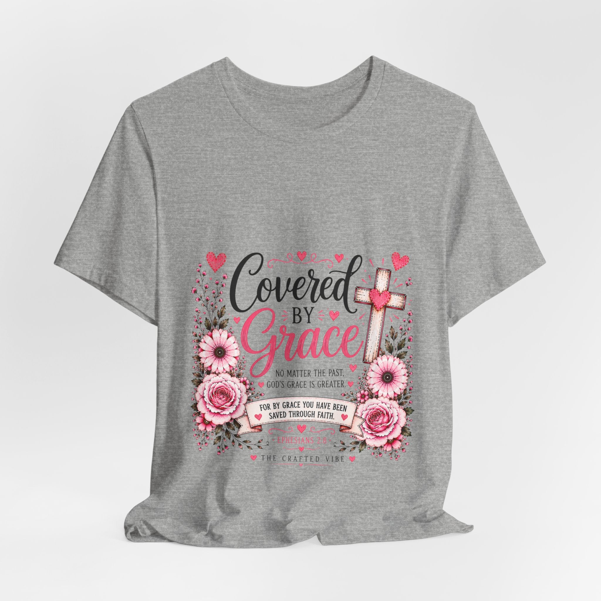 Covered by Grace Floral Tee — Christian Cross Faith T‑Shirt (“Covered by Grace” Design)