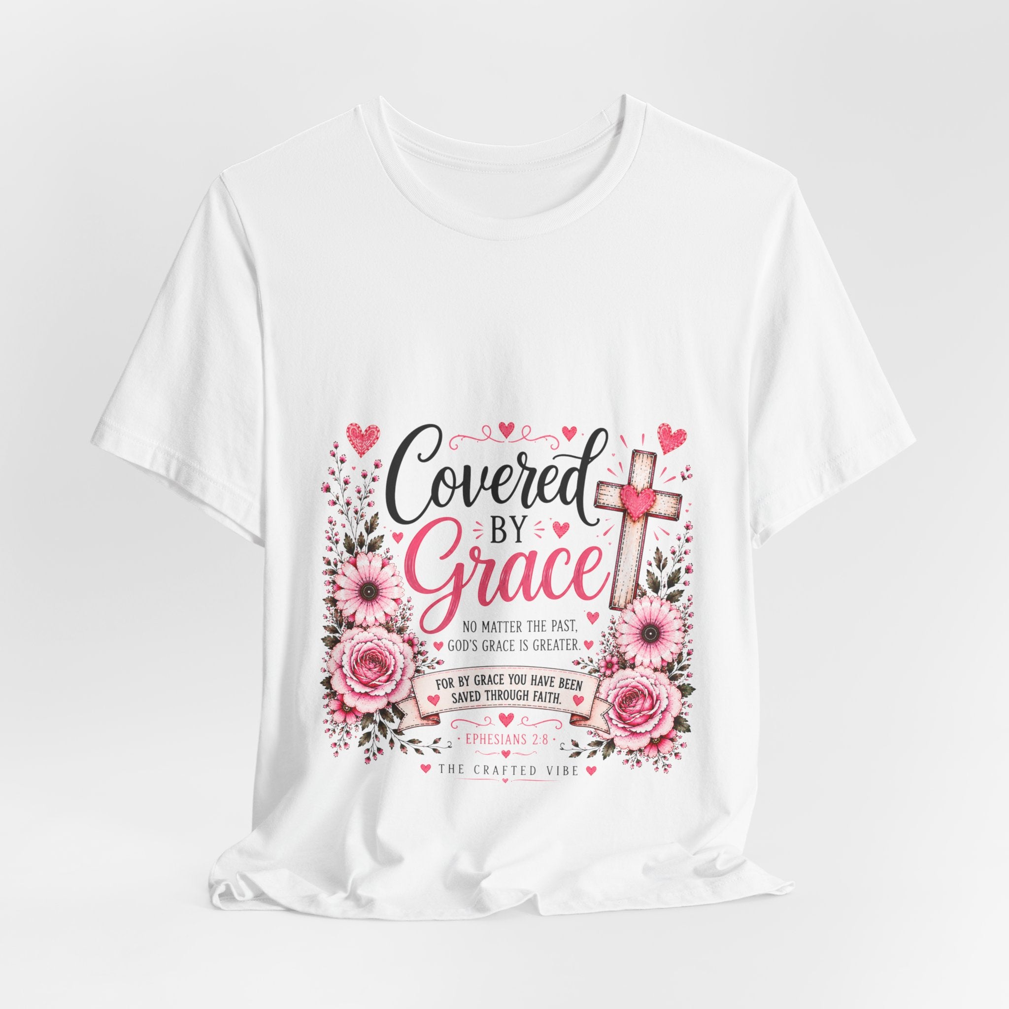 Covered by Grace Floral Tee — Christian Cross Faith T‑Shirt (“Covered by Grace” Design)