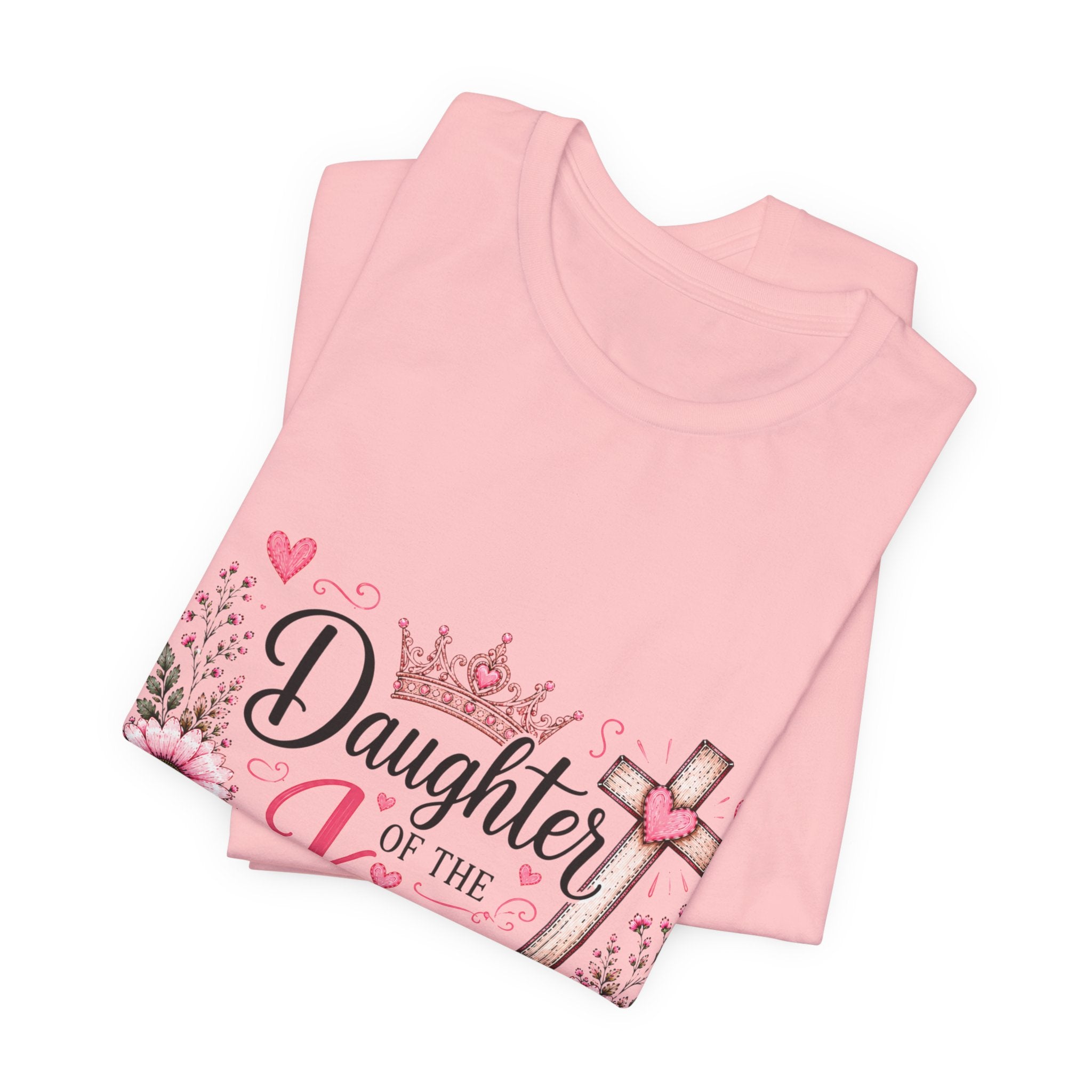 Daughter of the King T-Shirt – Floral Christian Cross Faith Tee