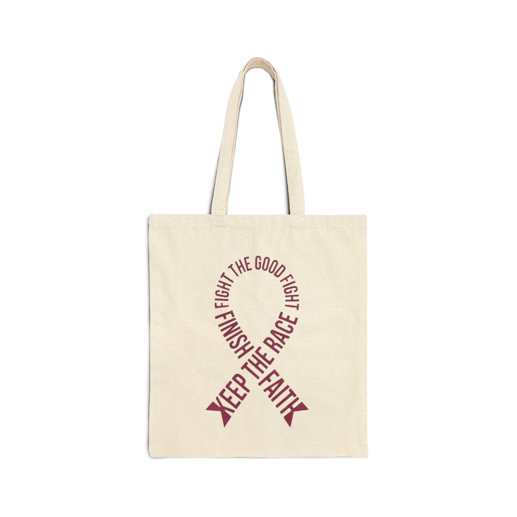 Keep the Faith Ribbon Tote Bag — Inspirational Cancer Awareness Canvas Tote