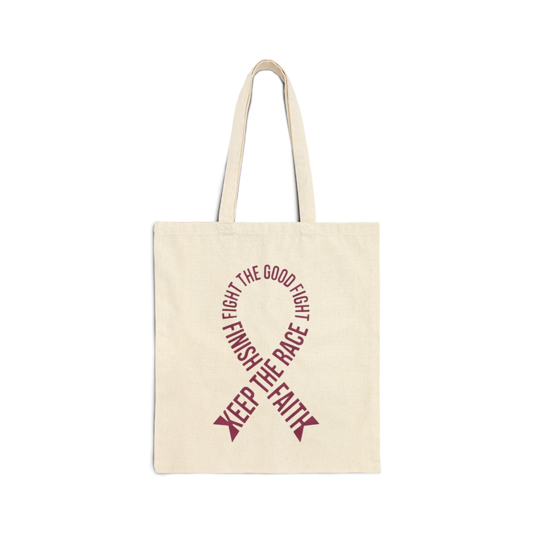 Keep the Faith Ribbon Tote Bag — Inspirational Cancer Awareness Canvas Tote