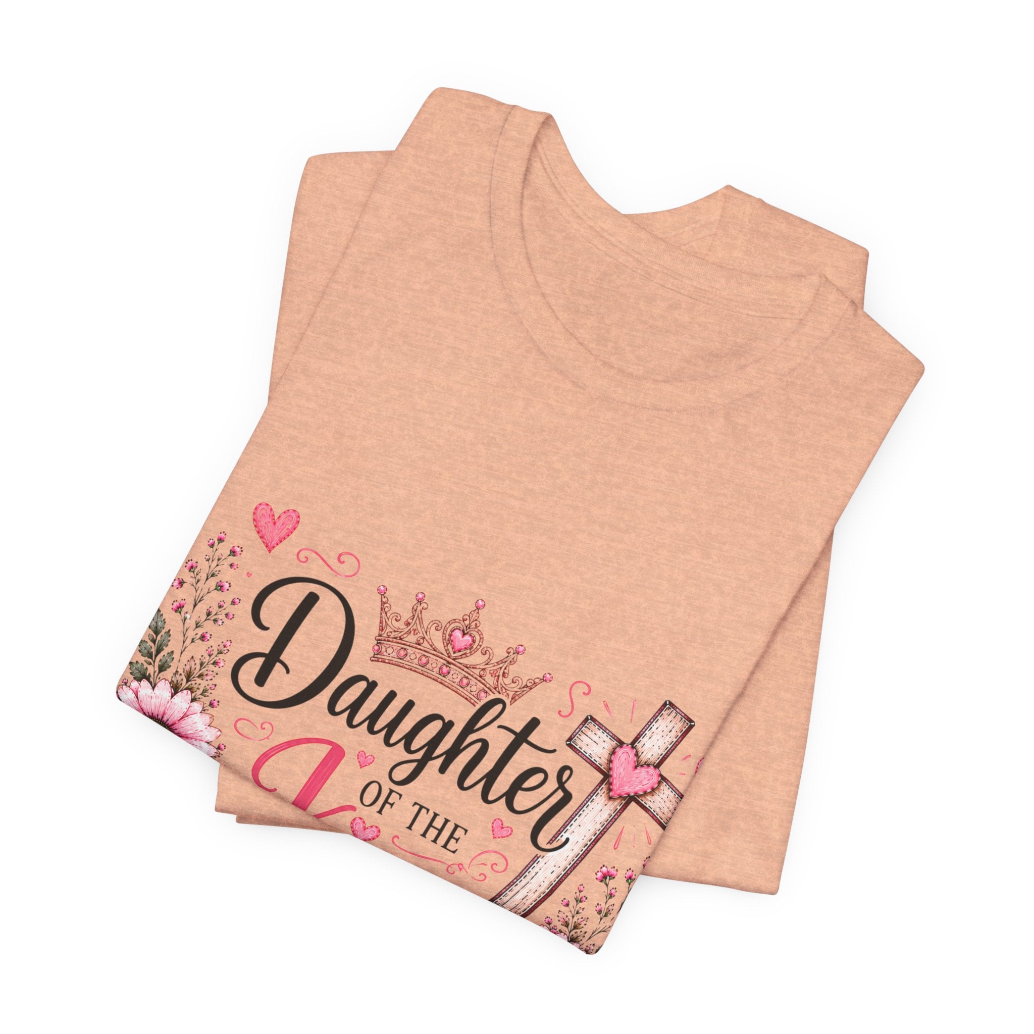 Daughter of the King T-Shirt – Floral Christian Cross Faith Tee