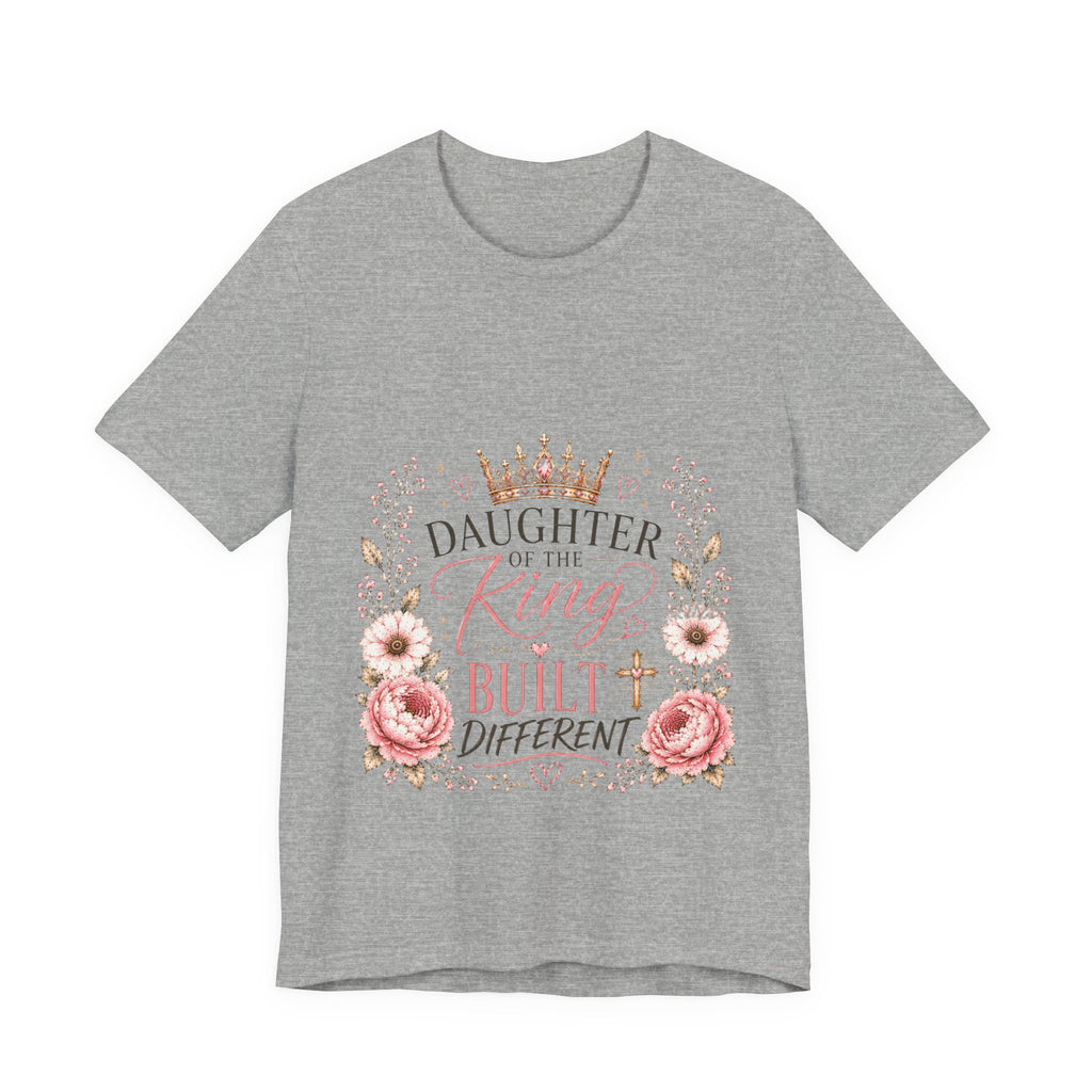 Daughter of the King Floral Tee — Christian Faith Crown T‑Shirt