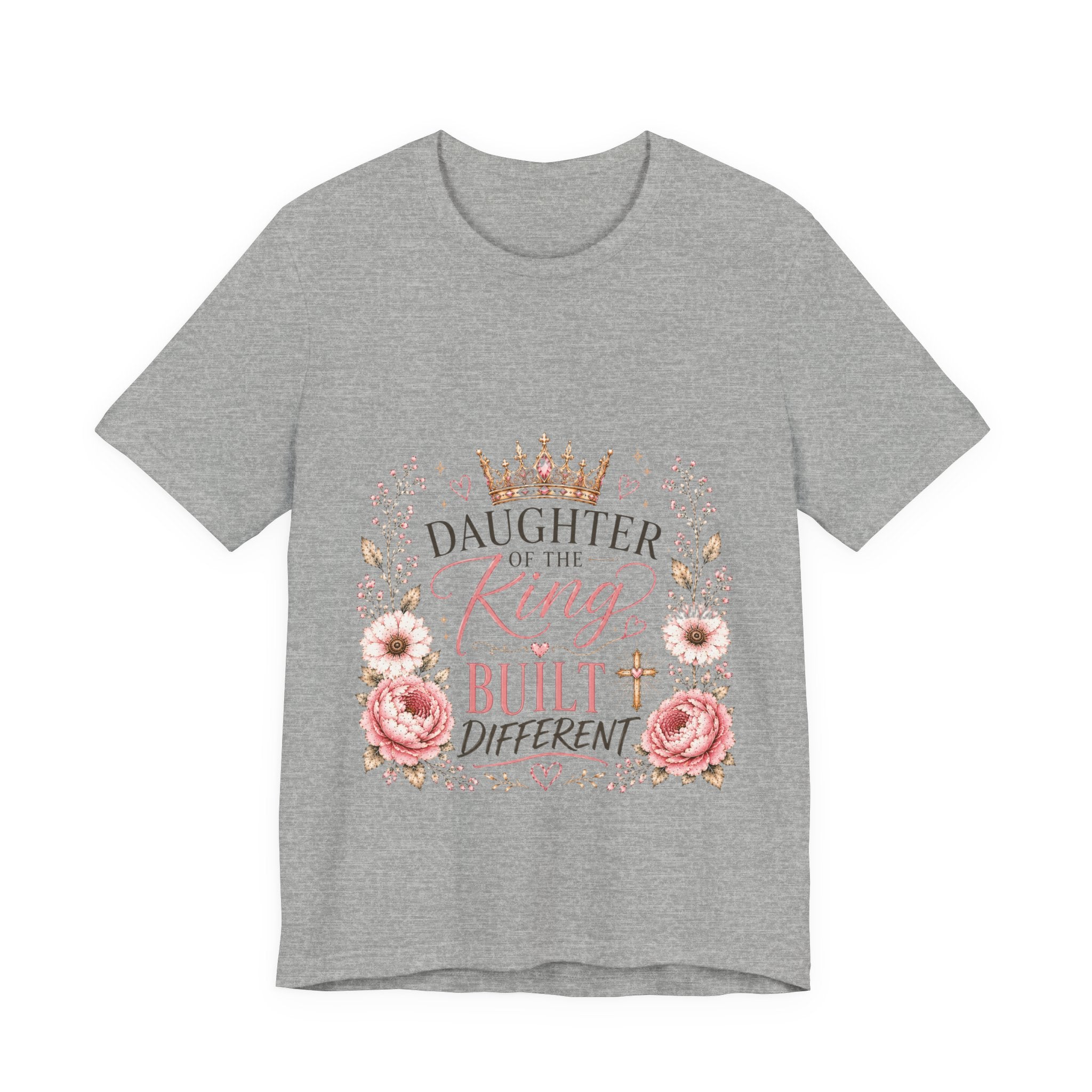 Daughter of the King Floral Tee — Christian Faith Crown T‑Shirt